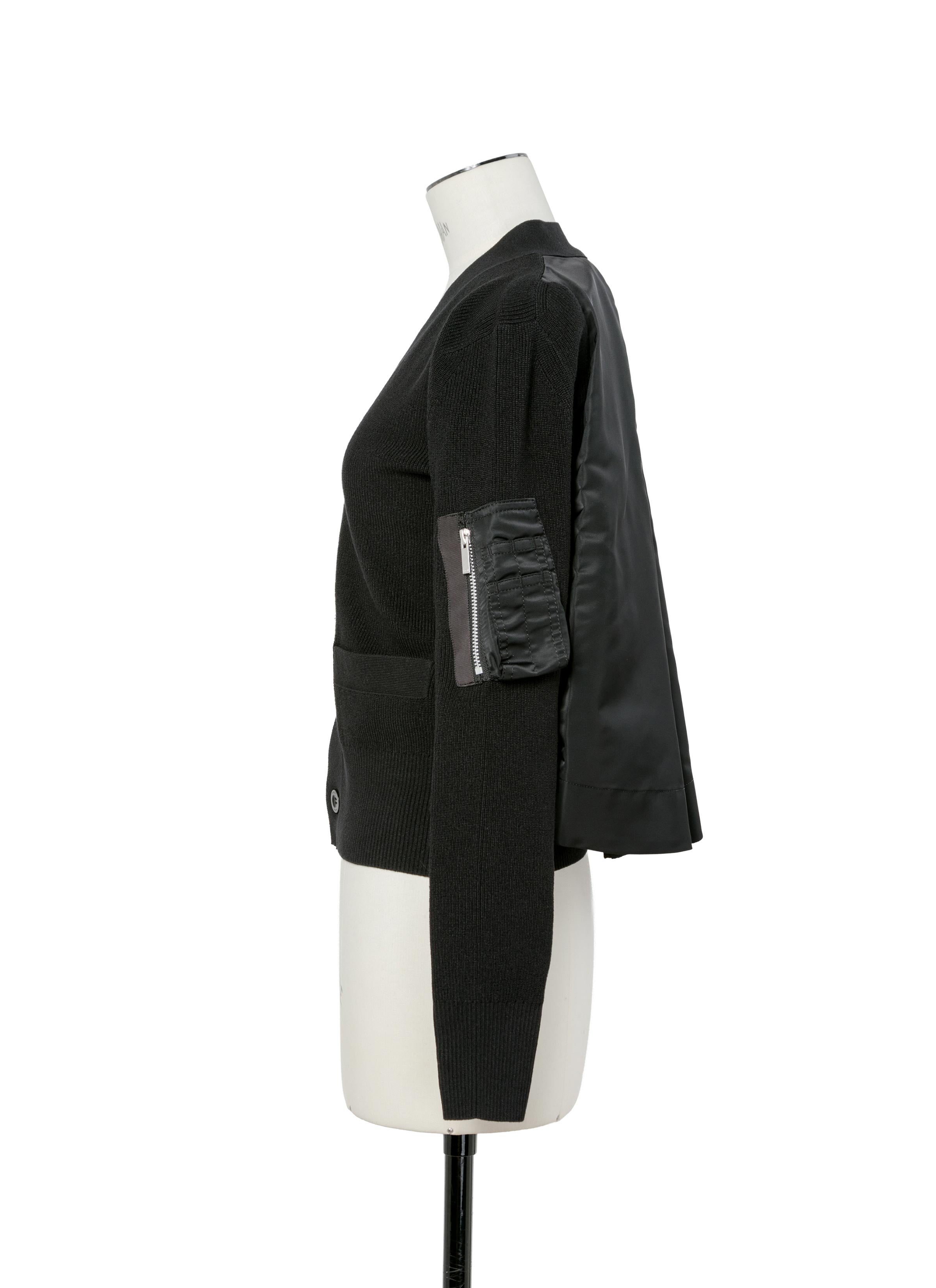 nylon-twill-x-cotton-knit-cardigan
