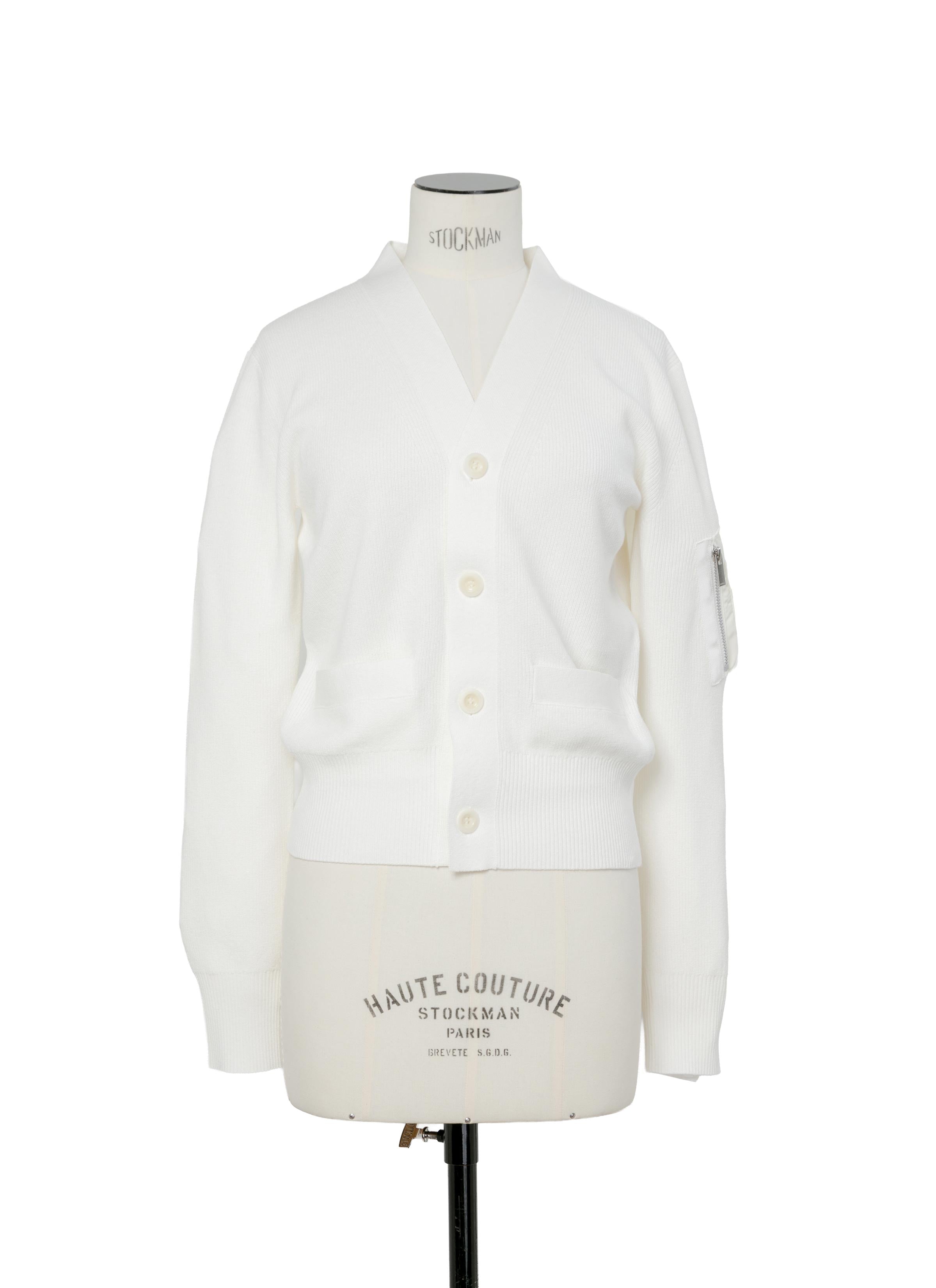 nylon-twill-x-cotton-knit-cardigan