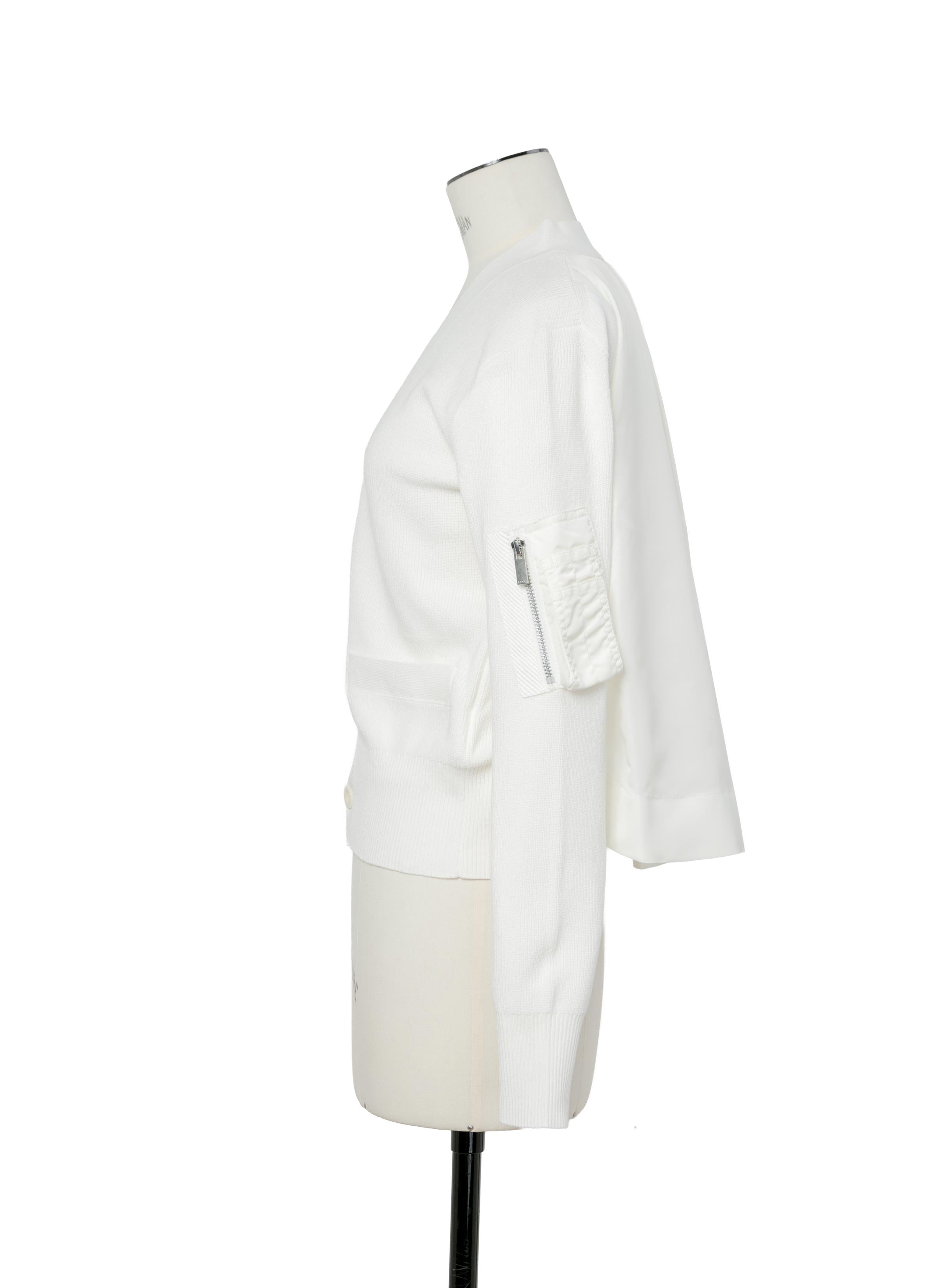 nylon-twill-x-cotton-knit-cardigan