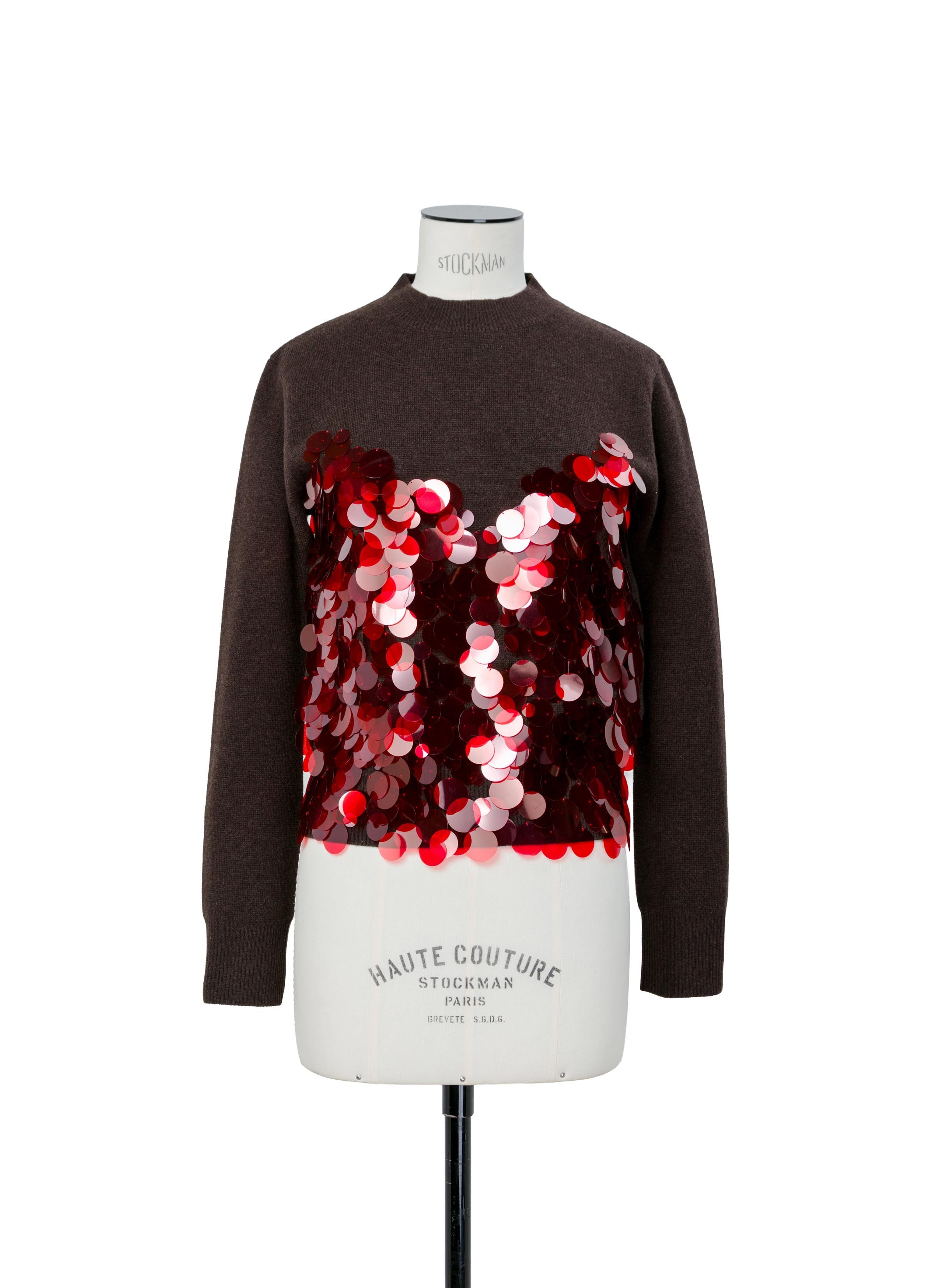 Sequin Embroidery x Wool Knit Pullover