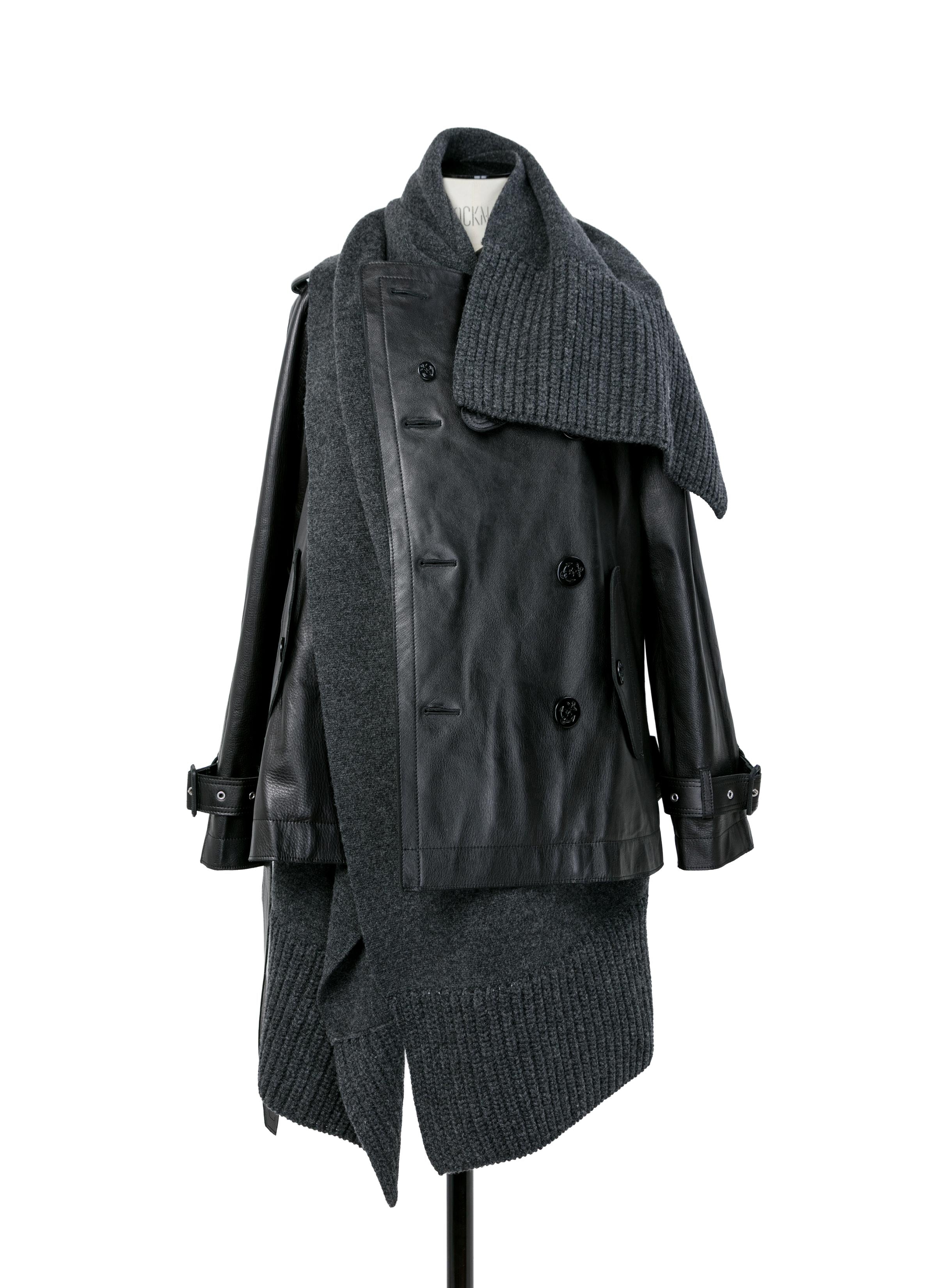 Leather x Wool Knit Jacket