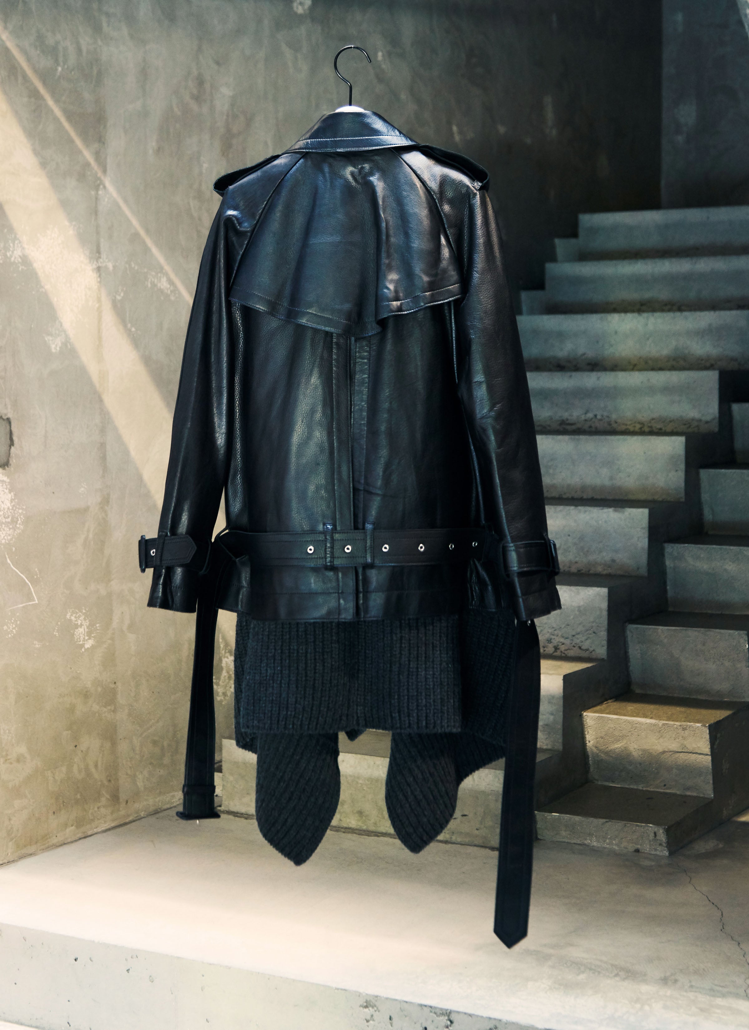 Leather x Wool Knit Jacket