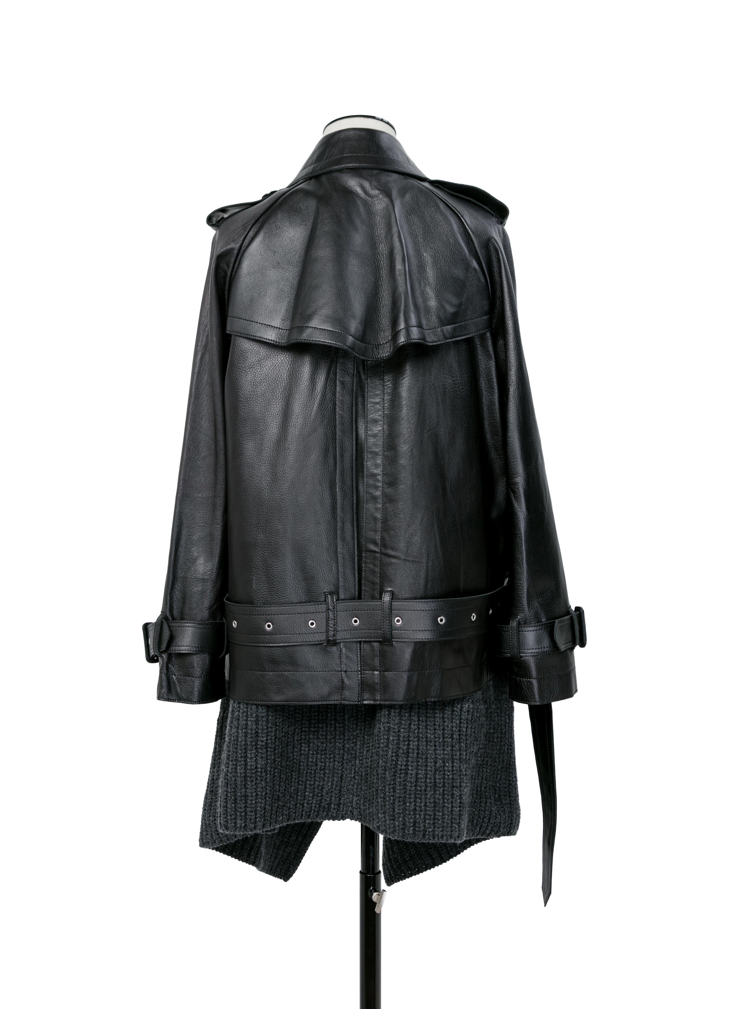 Leather x Wool Knit Jacket