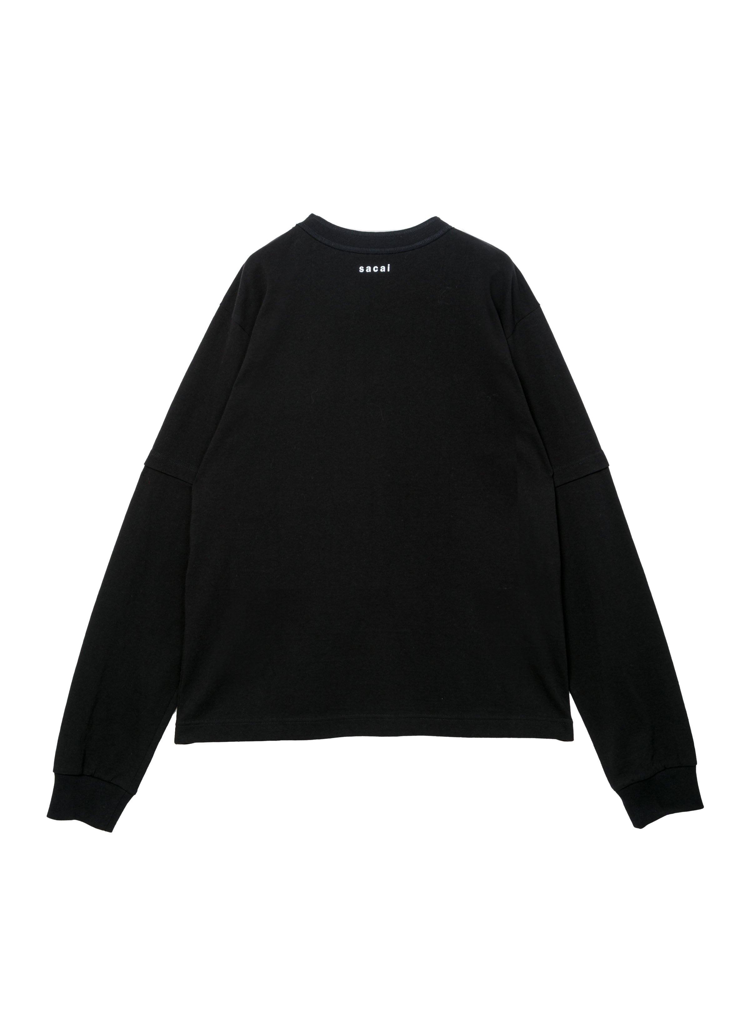 サカイ カットソー スウェット 半袖 クルーネック アシンメトリー リボン 黒 中古・古着通販】NIKE (ナイキ) sacai (サカイ) 半袖スウェット