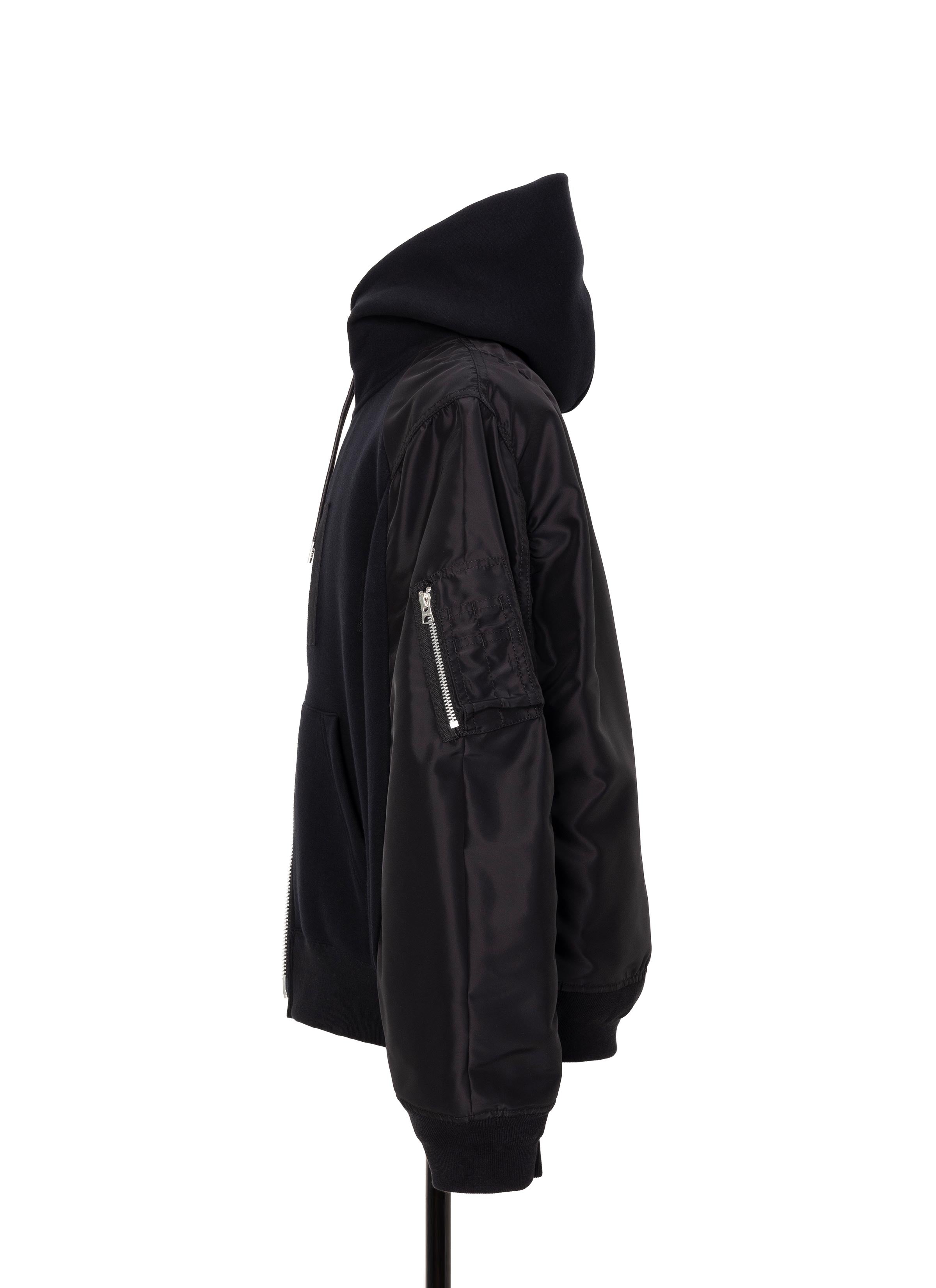 Sacai: フード付き羽織　黒色　サイズ1 Sacai: フード付き羽織 黒色 サイズ1 sacai サカイ ネイビー＆ブラック