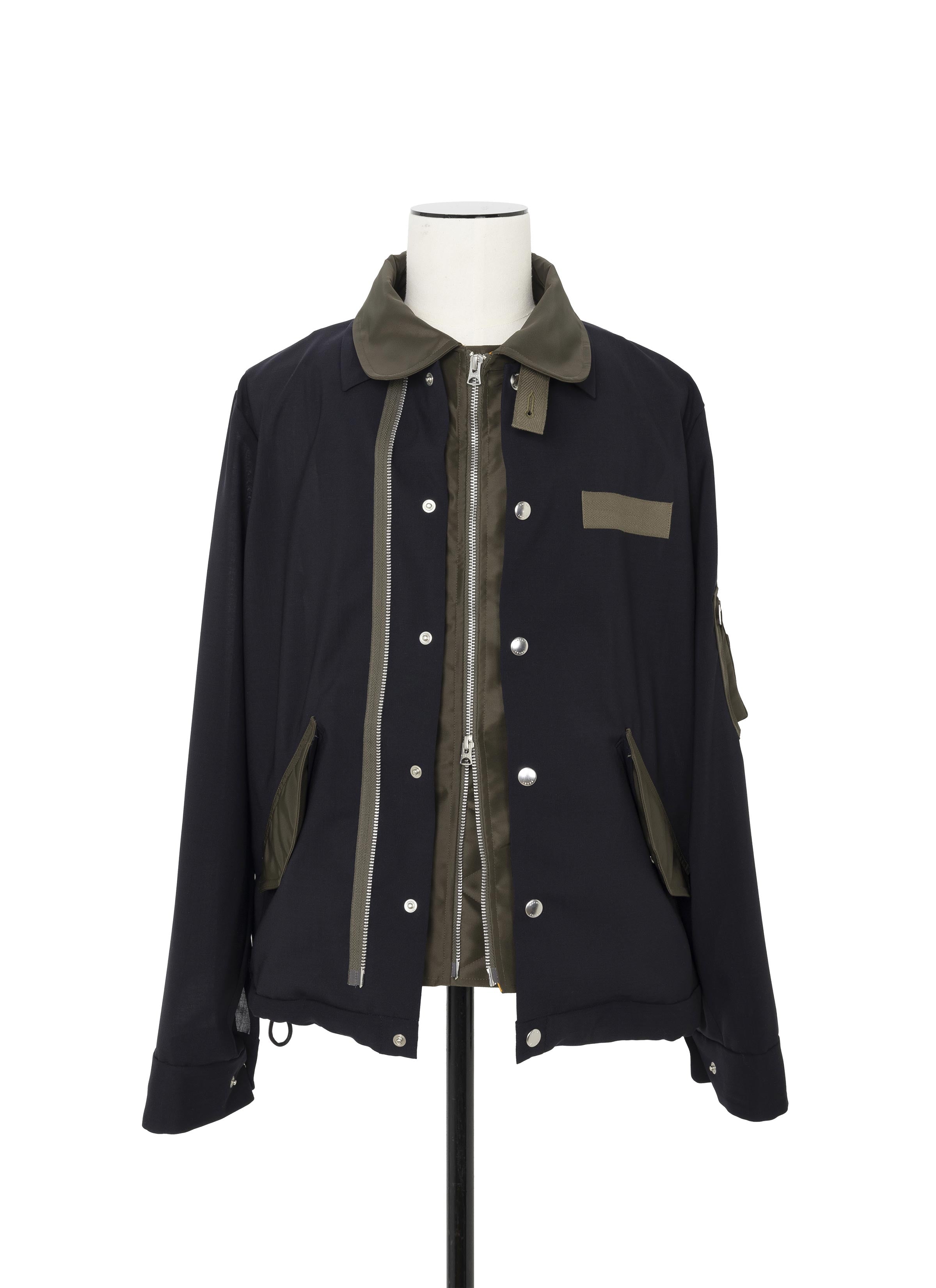 Wool Suiting x Nylon Twill Jacket