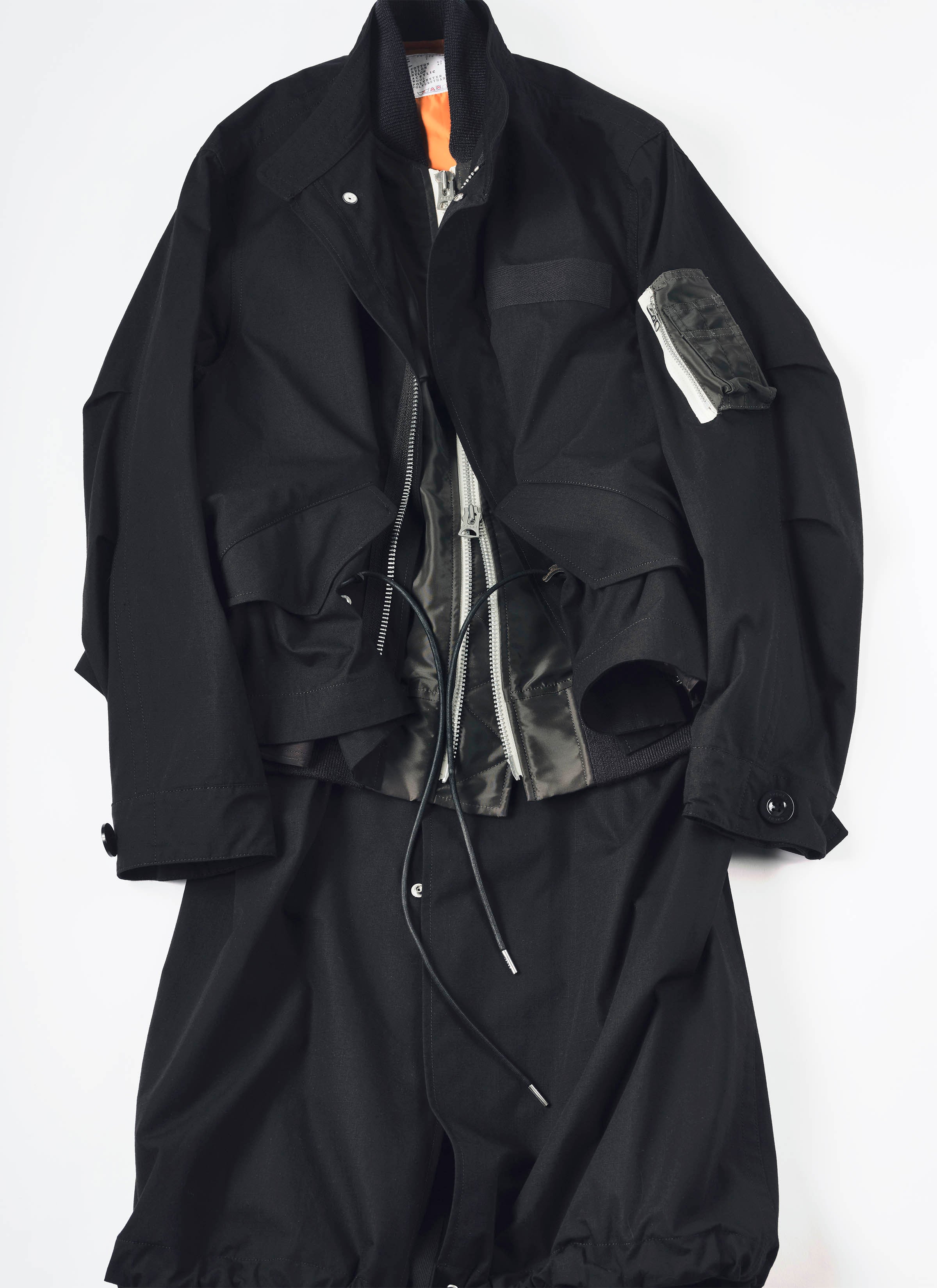 sacai Nylon Twill Mix Coat 黒 サイズ1 Nylon Twill x Rip Stop Coat | sacai Official Store サカイ オフィシャル