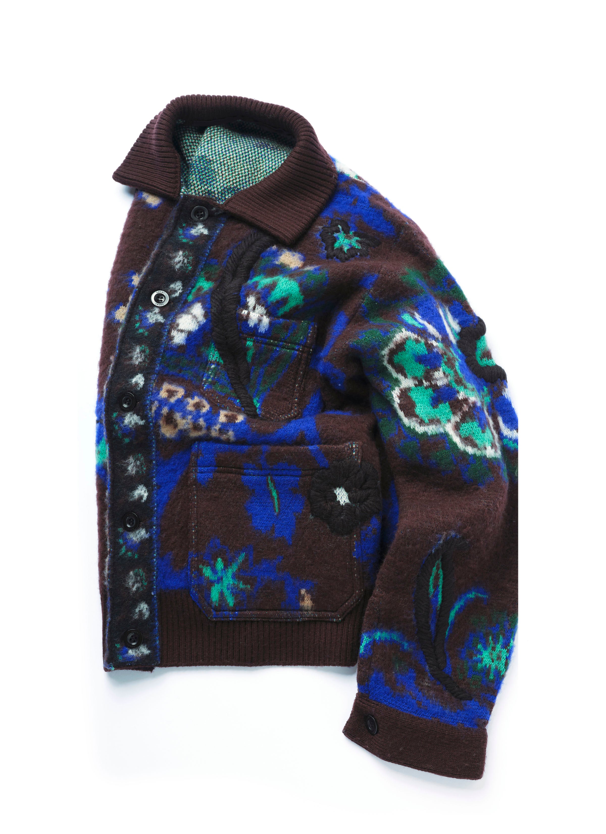 Floral Jacquard Knit Blouson