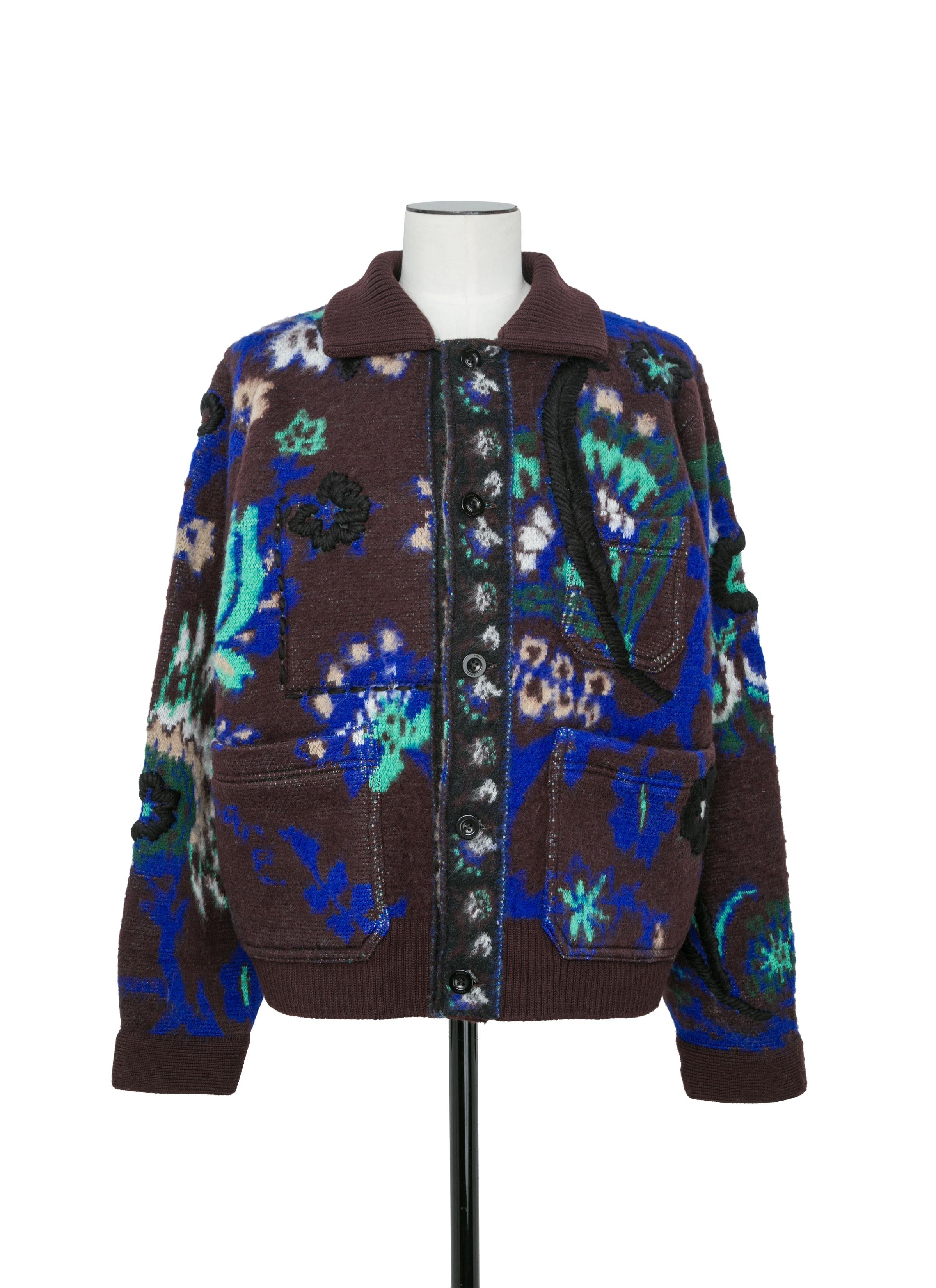 Floral Jacquard Knit Blouson