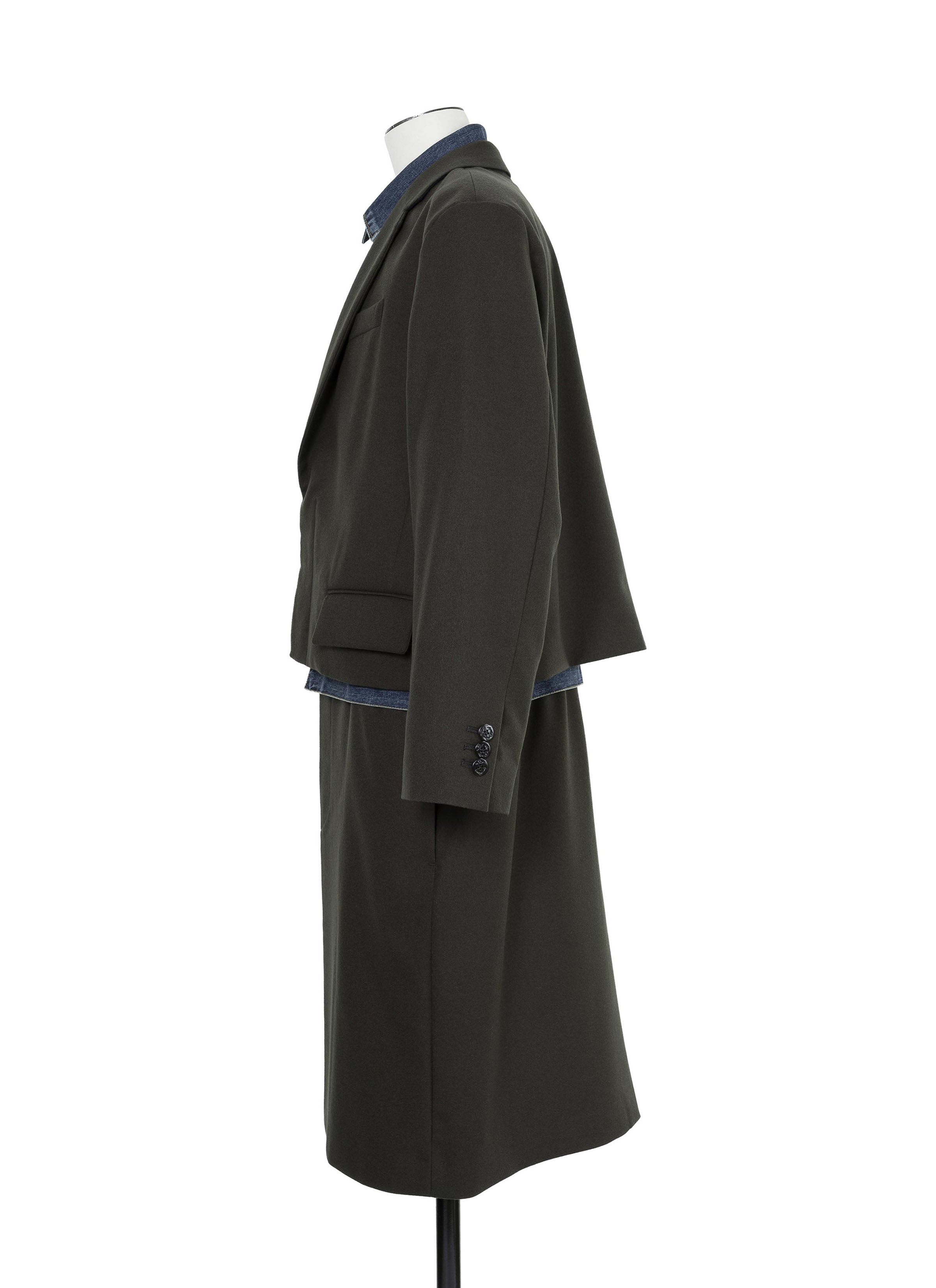 Wool Flannel x Denim Coat