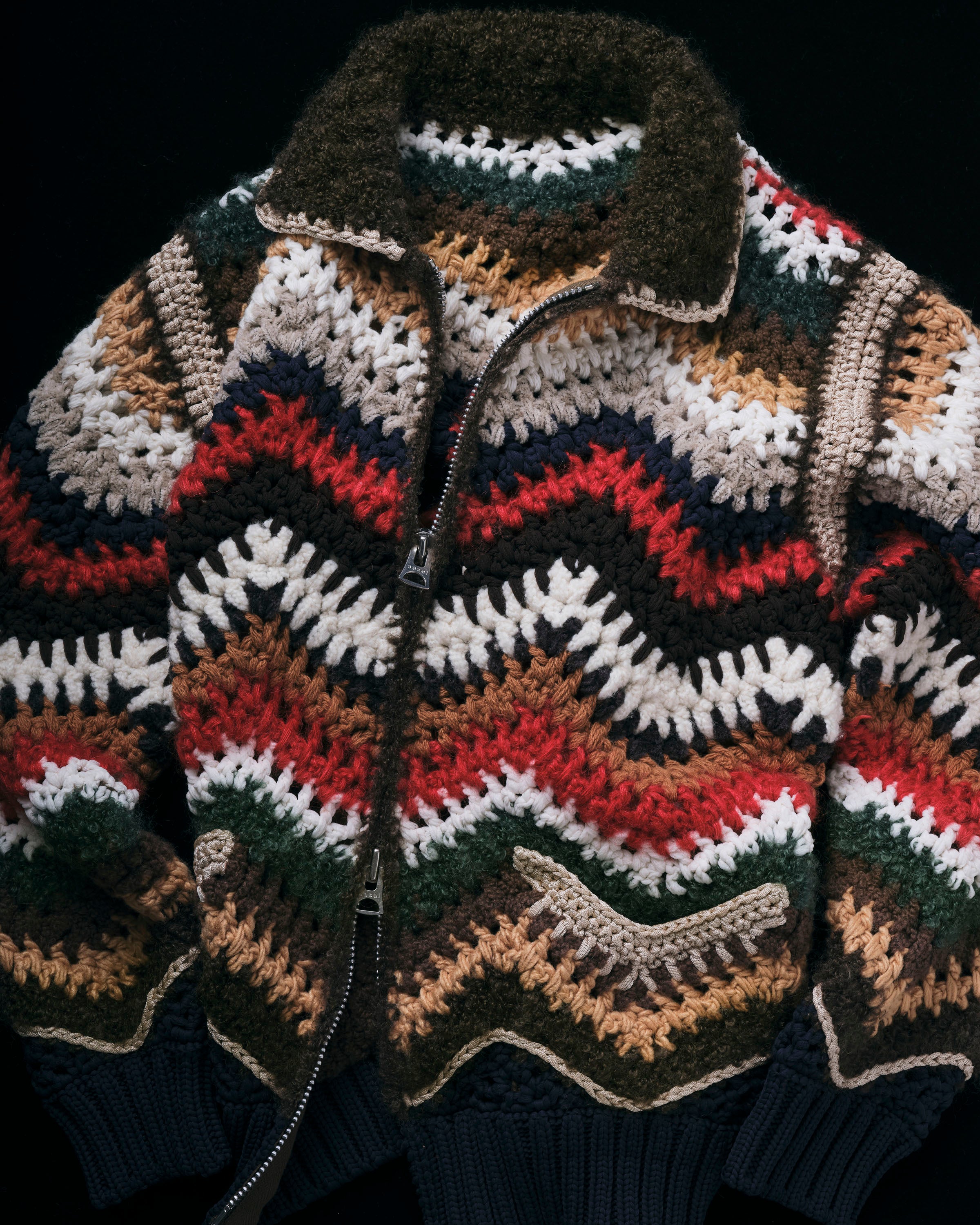 Mix Crochet Knit Blouson