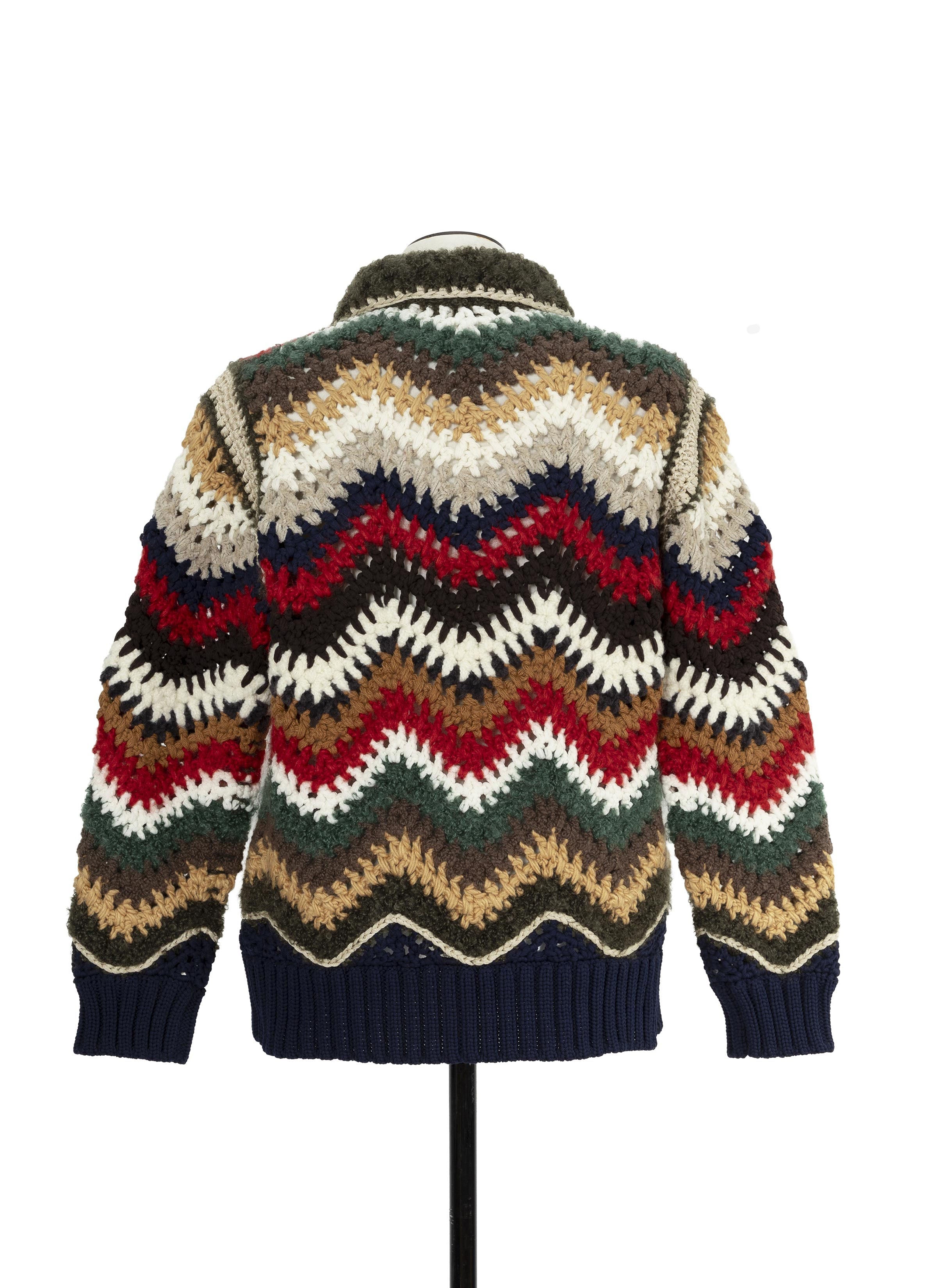sacai サカイ　ノルディックニットドッキングパーカー 異素材ミックス 1 Mix Crochet Knit Blouson | sacai Official Store サカイ オフィシャル
