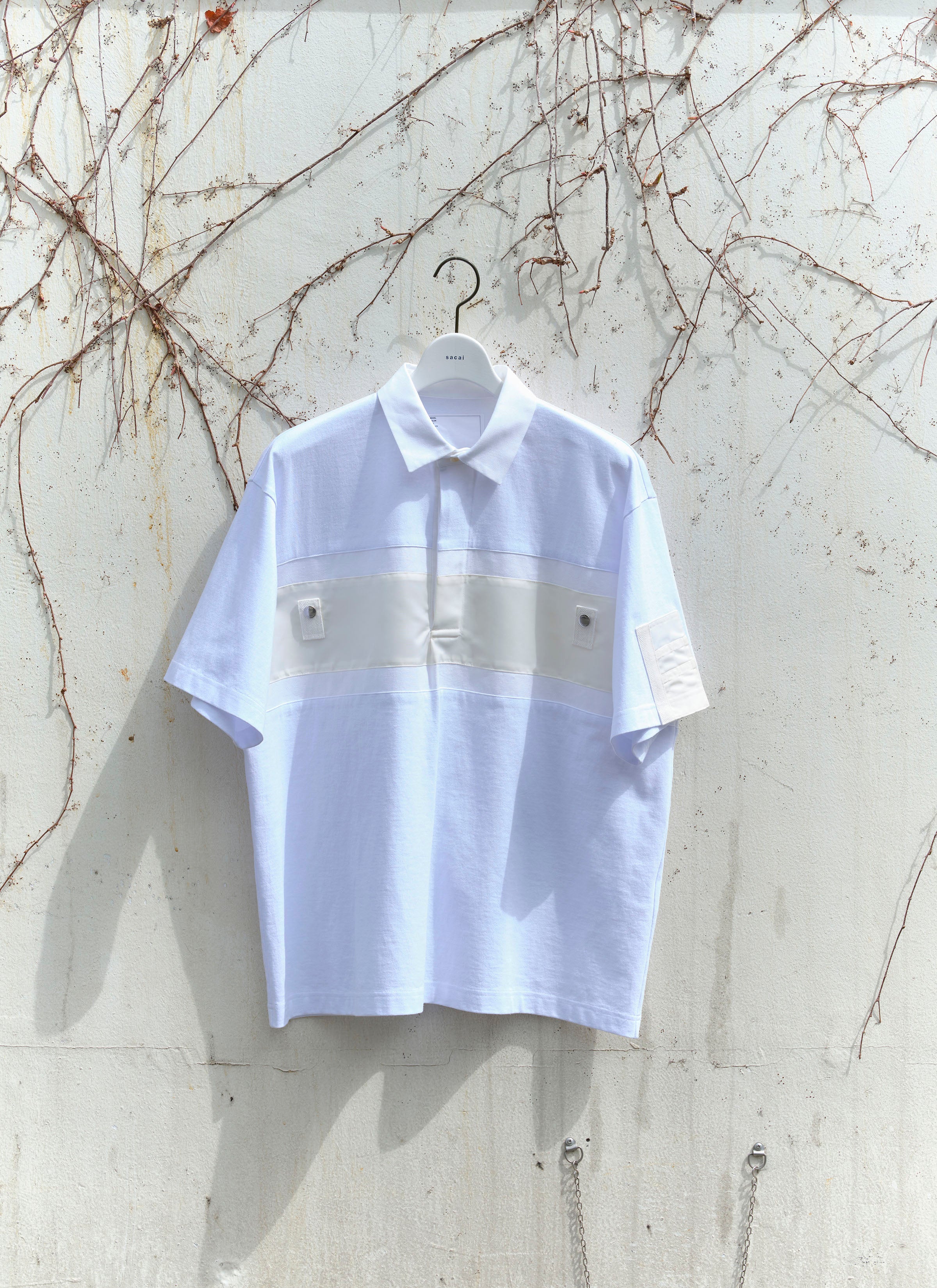 sacai Cotton Jersey Pullover サカイ ポロシャツ Cotton Jersey x Nylon Twill Polo Shirt | sacai Official Store
