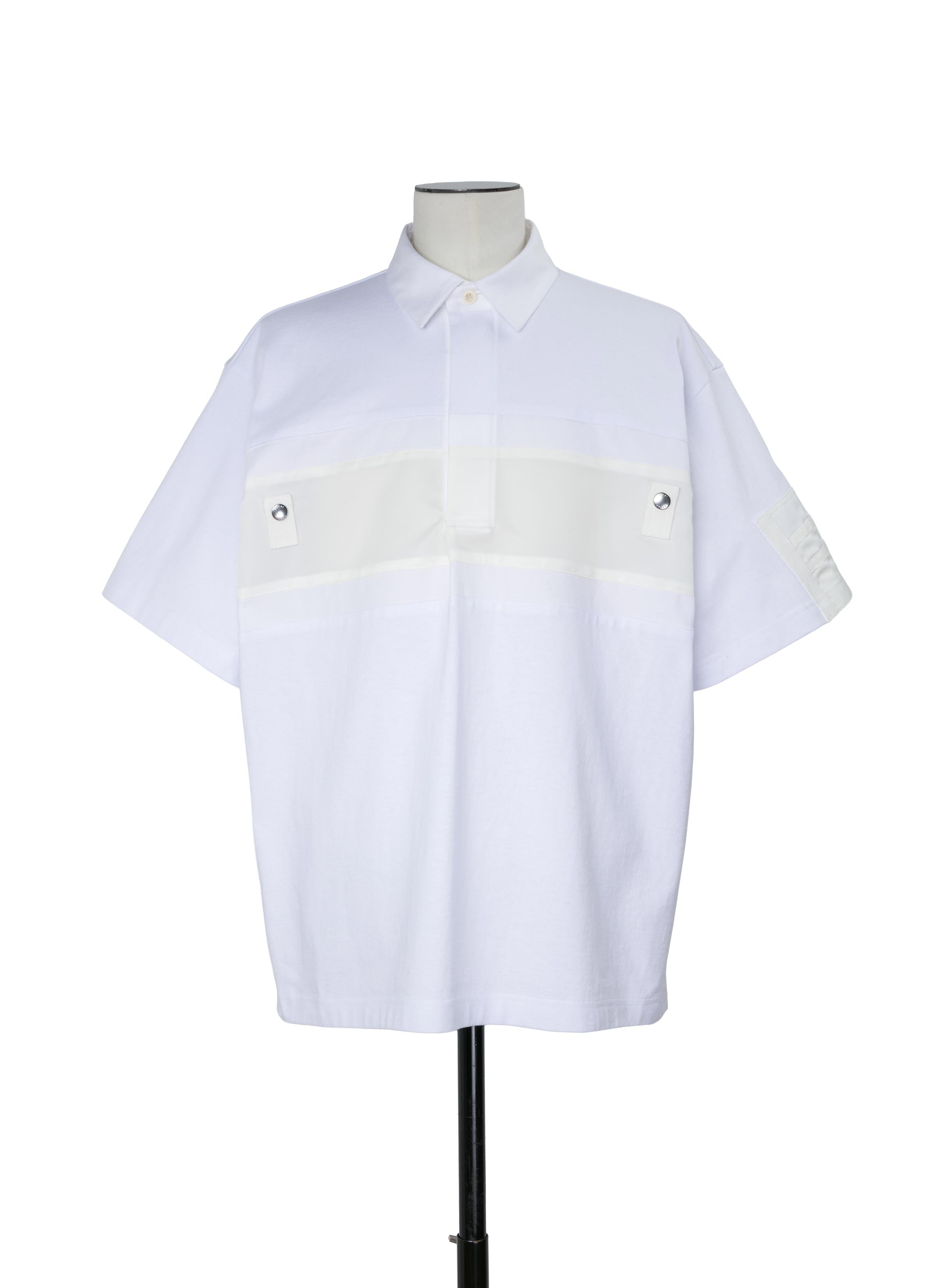 Cotton Jersey x Nylon Twill Polo Shirt