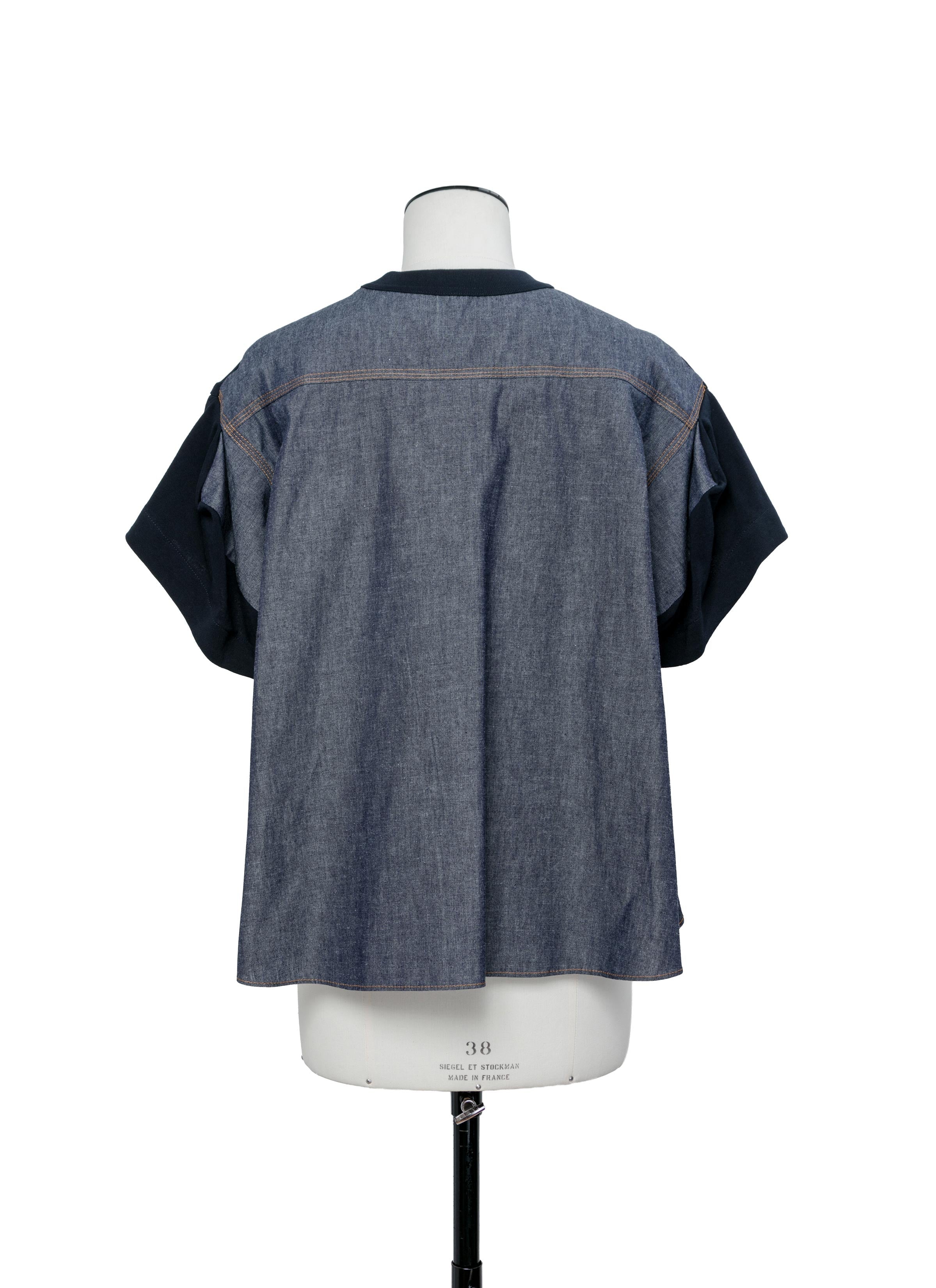 Light Weight Denim x Cotton Jersey T-Shirt