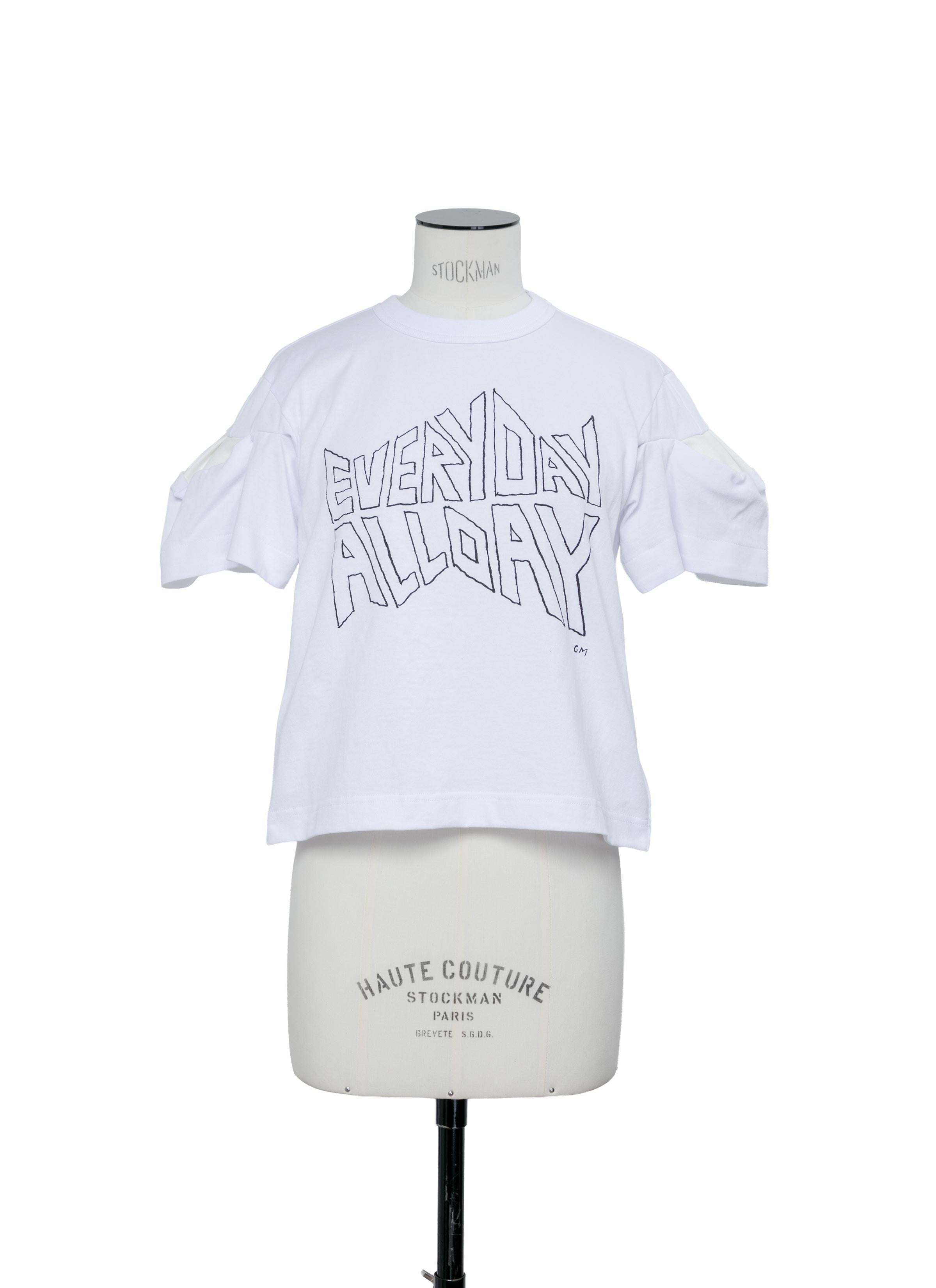 sacai シフォン Tシャツ ホワイト ウィメンズ sacai】Solid Satin x Cotton Jersey Oversize T-Shirt (sacai/Tシャツ