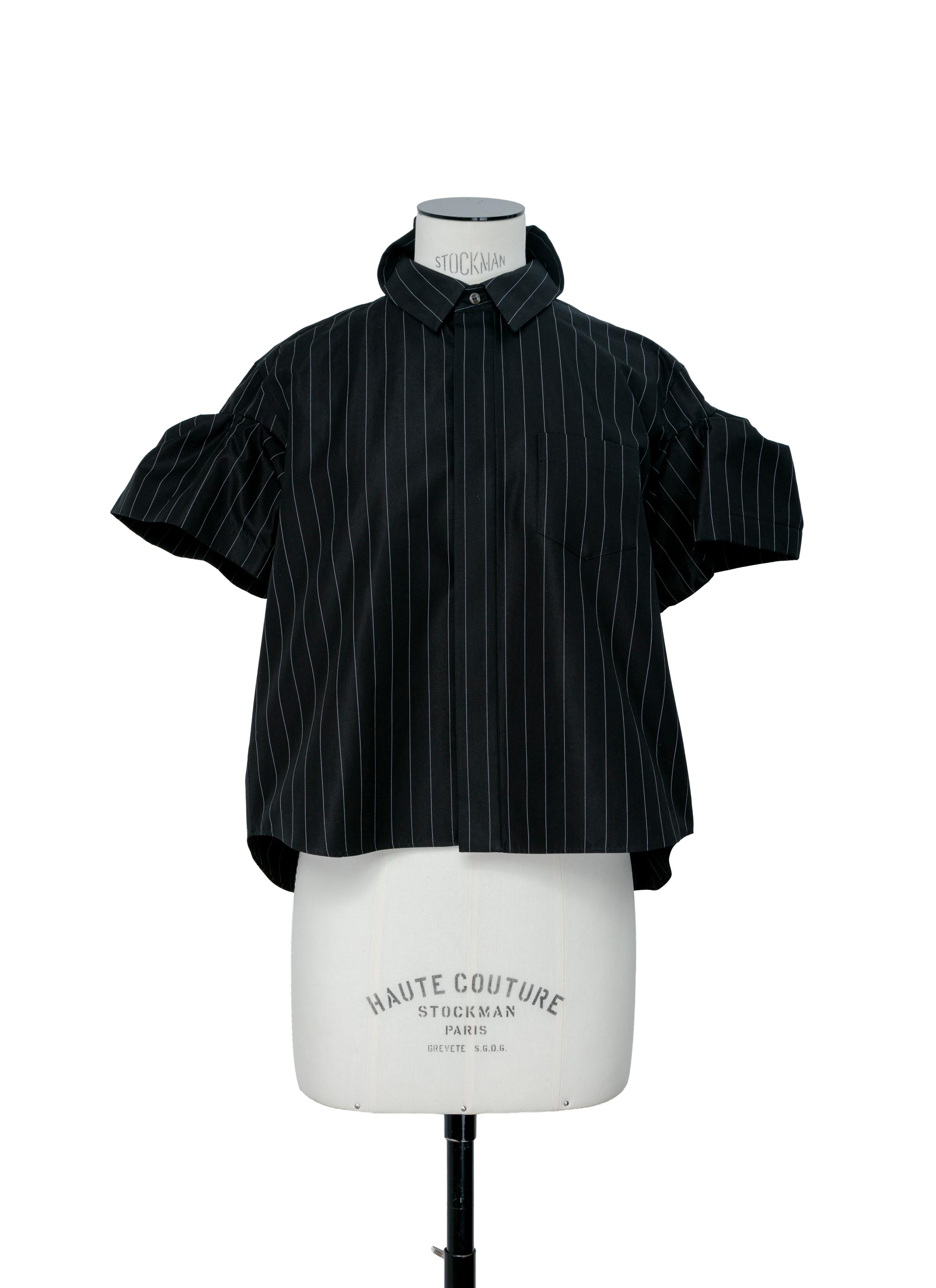 sacaiレイヤードデザイン半袖Tシャツ 黒とストライプ Chalk Stripe Shirt | sacai Official Store サカイ オフィシャル