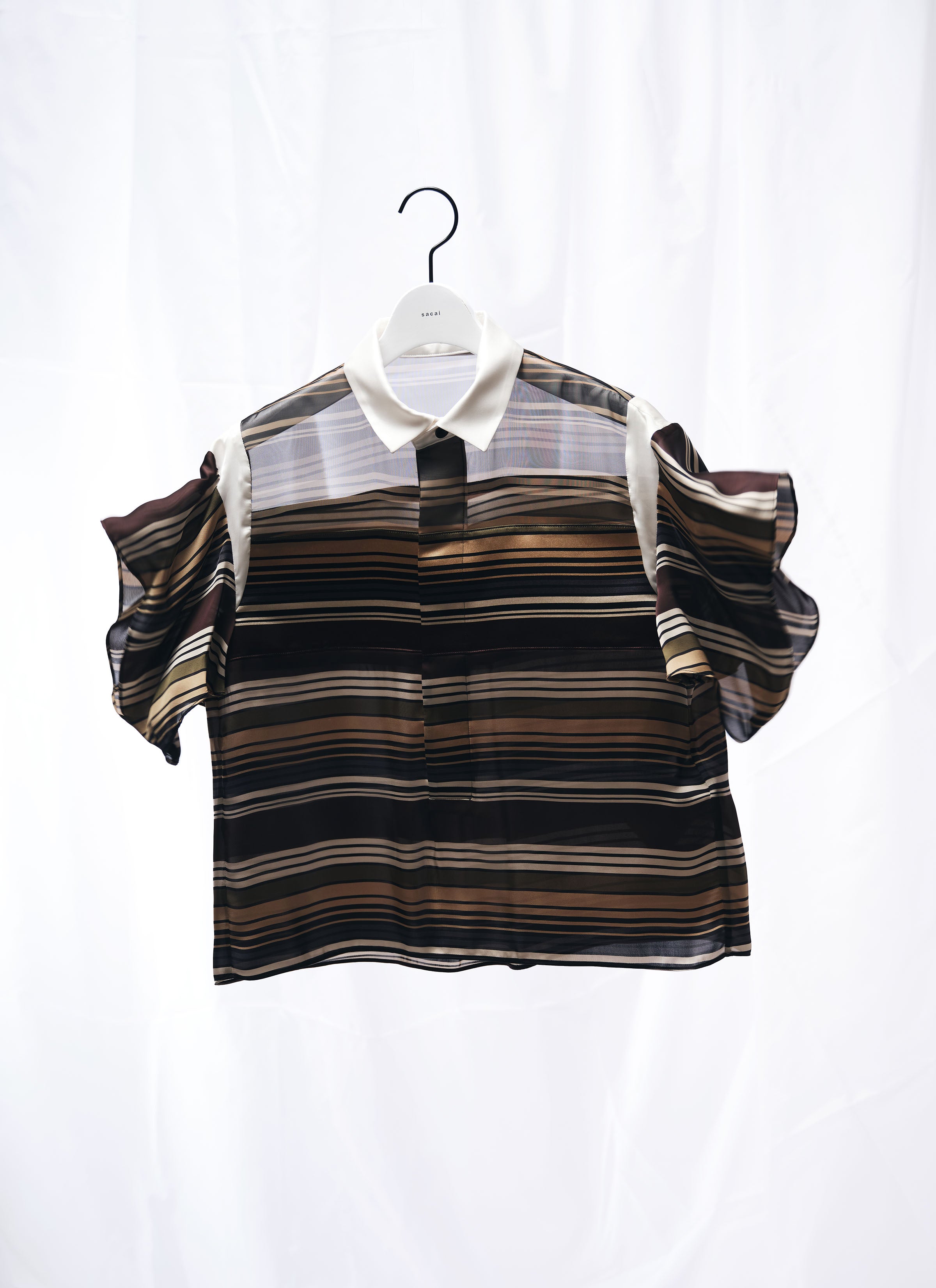 sacai サカイ Horizontal Stripe Knit Cape 4 Sacai: Men's Horizontal Stripe L/S T-Shirt (Brown Multi) | Dover