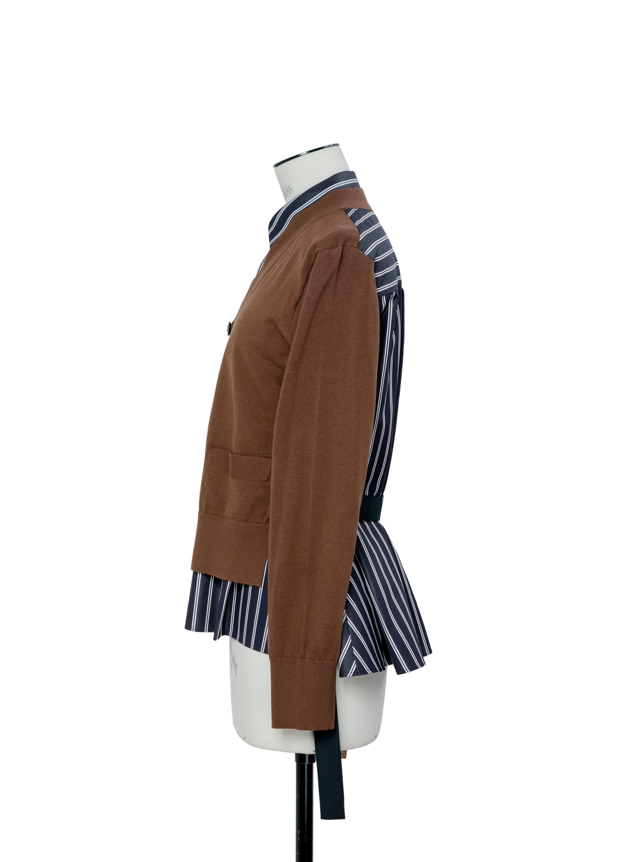 mamarin126　新品sacaiコットンカーデイガン sacai - SACAI カーディガン 2 M グレー×ホワイト コットンカシミヤの