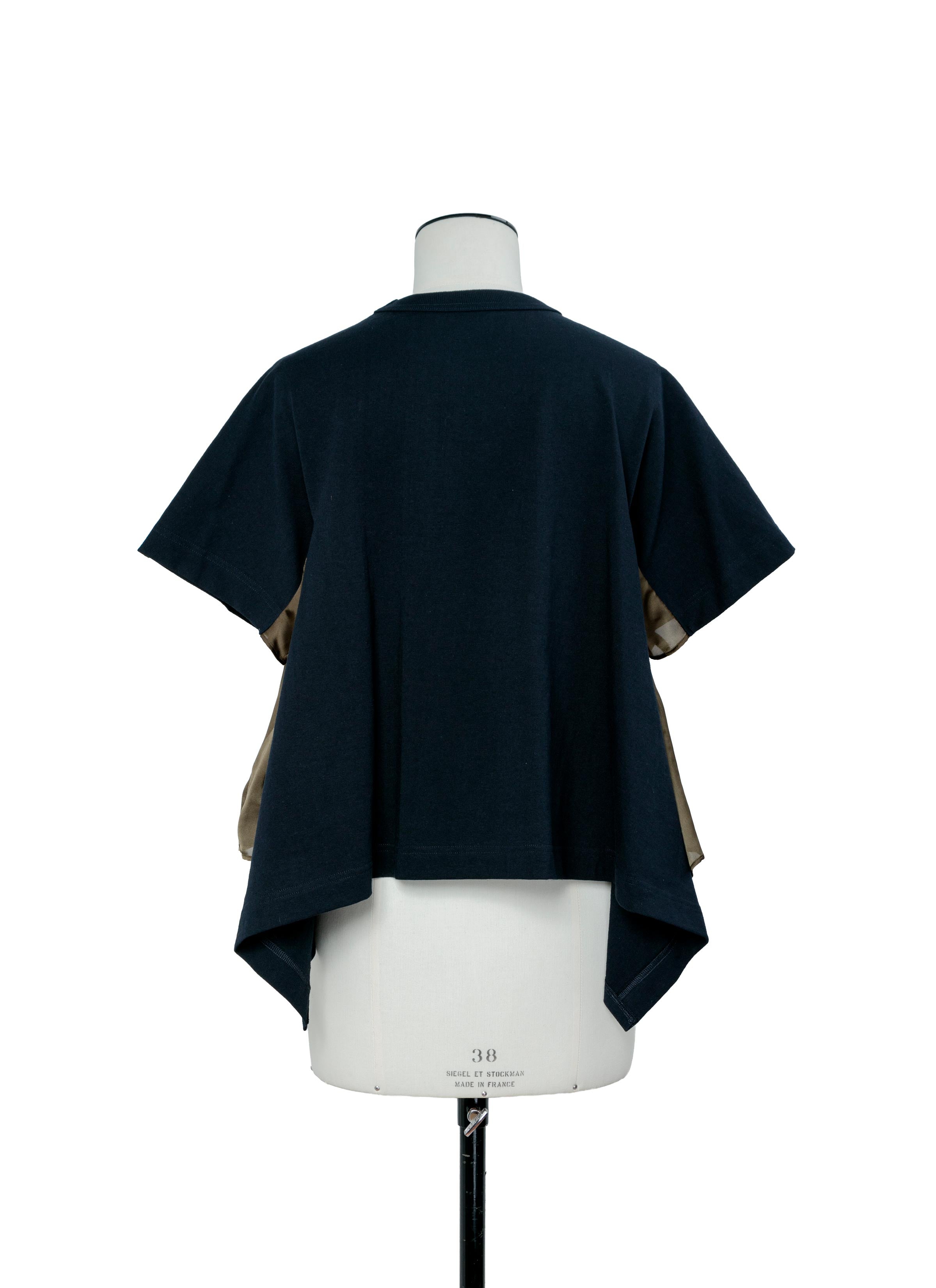 【新品】  sacai / サカイ | 2025SS | Cotton Jersey x Satin T-Shirt プリーツ トップス | 2 | ホワイト/ベージュ | レディース sacai（サカイ） 【新品】 | 2025SS | Cotton Jersey x Satin T-Shirt