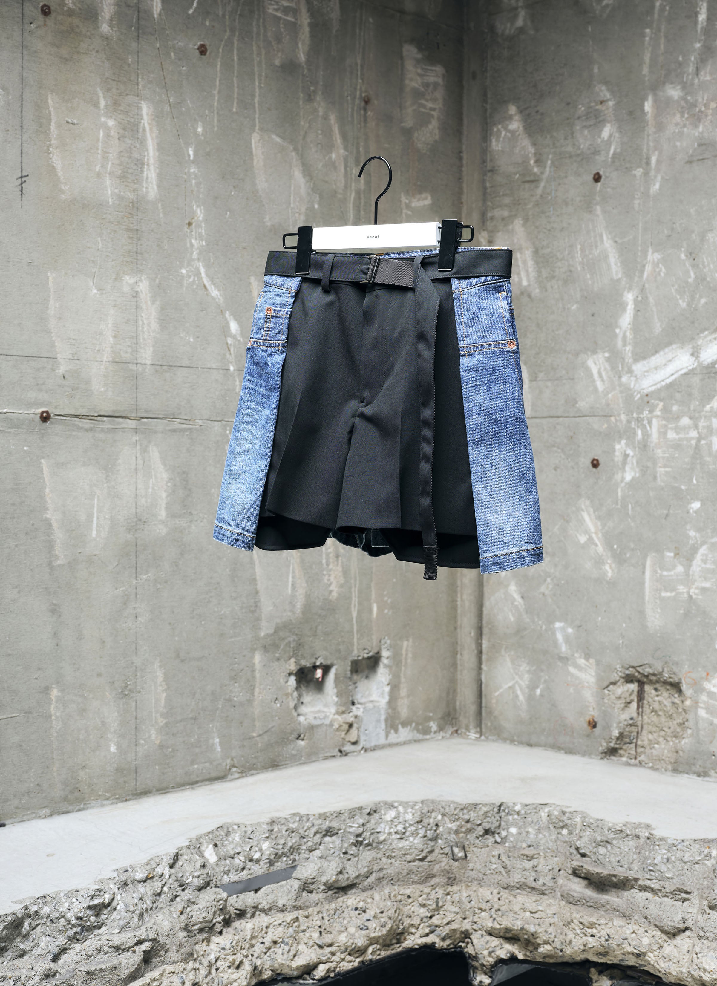 Wool Suiting x Denim Shorts