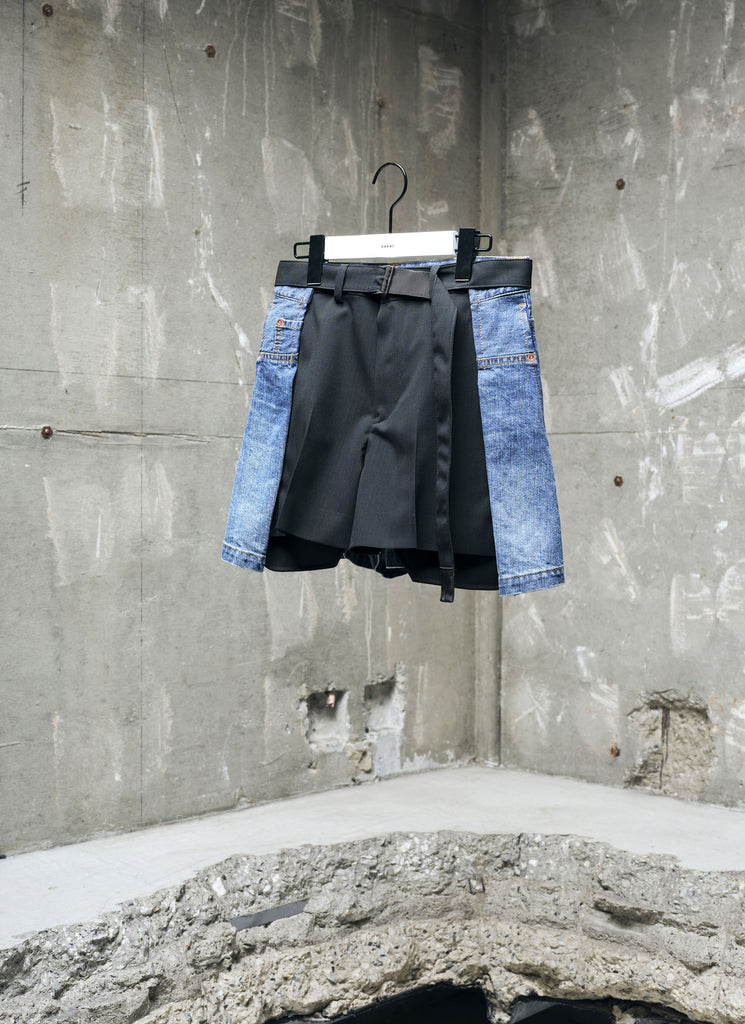 Wool Suiting x Denim Shorts Wool