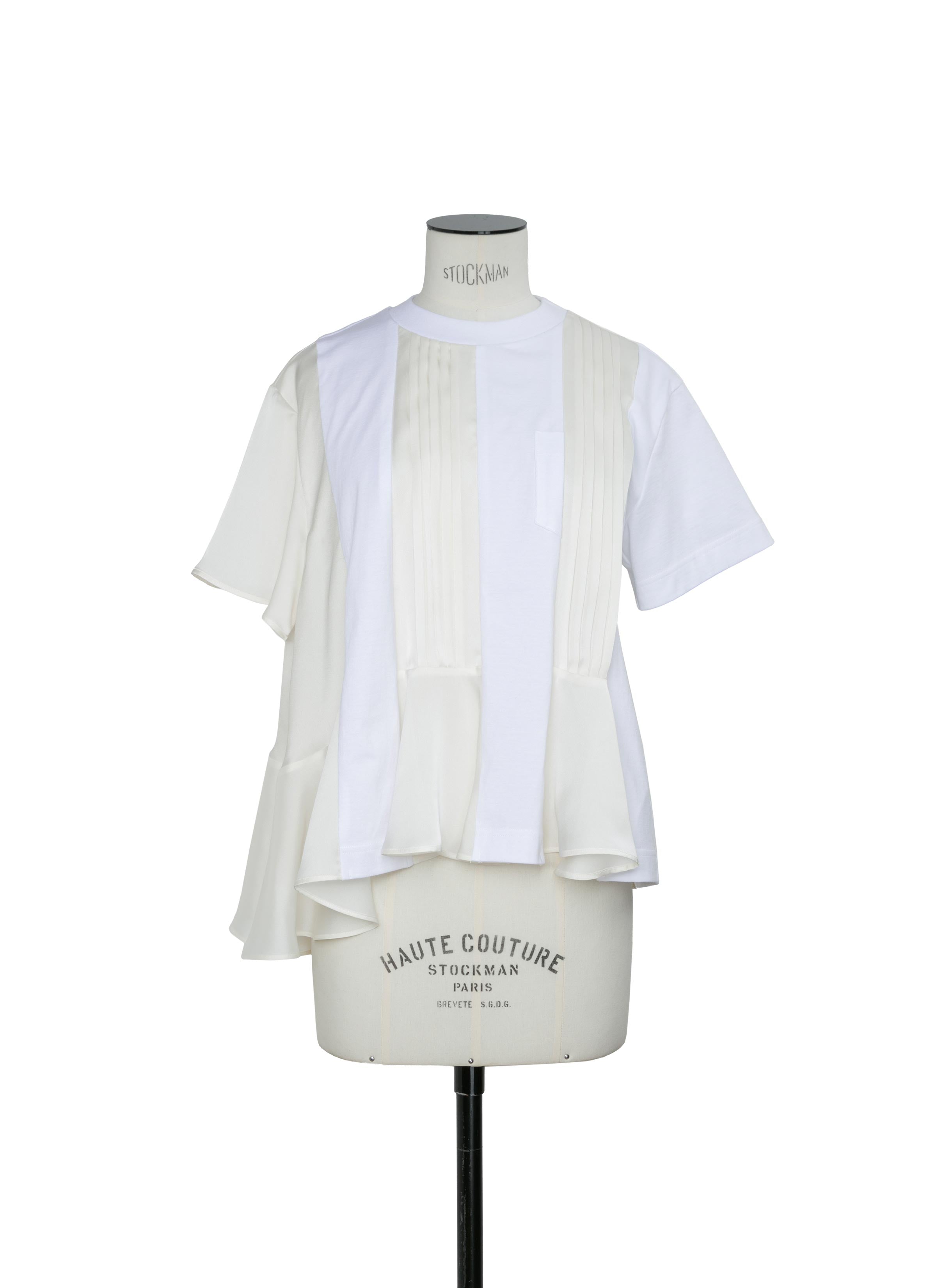 Sacai サカイ　jersey and satin T-shirt Sacai Mixed Media Cotton Jersey & Satin Pocket T-Shirt | Nordstrom