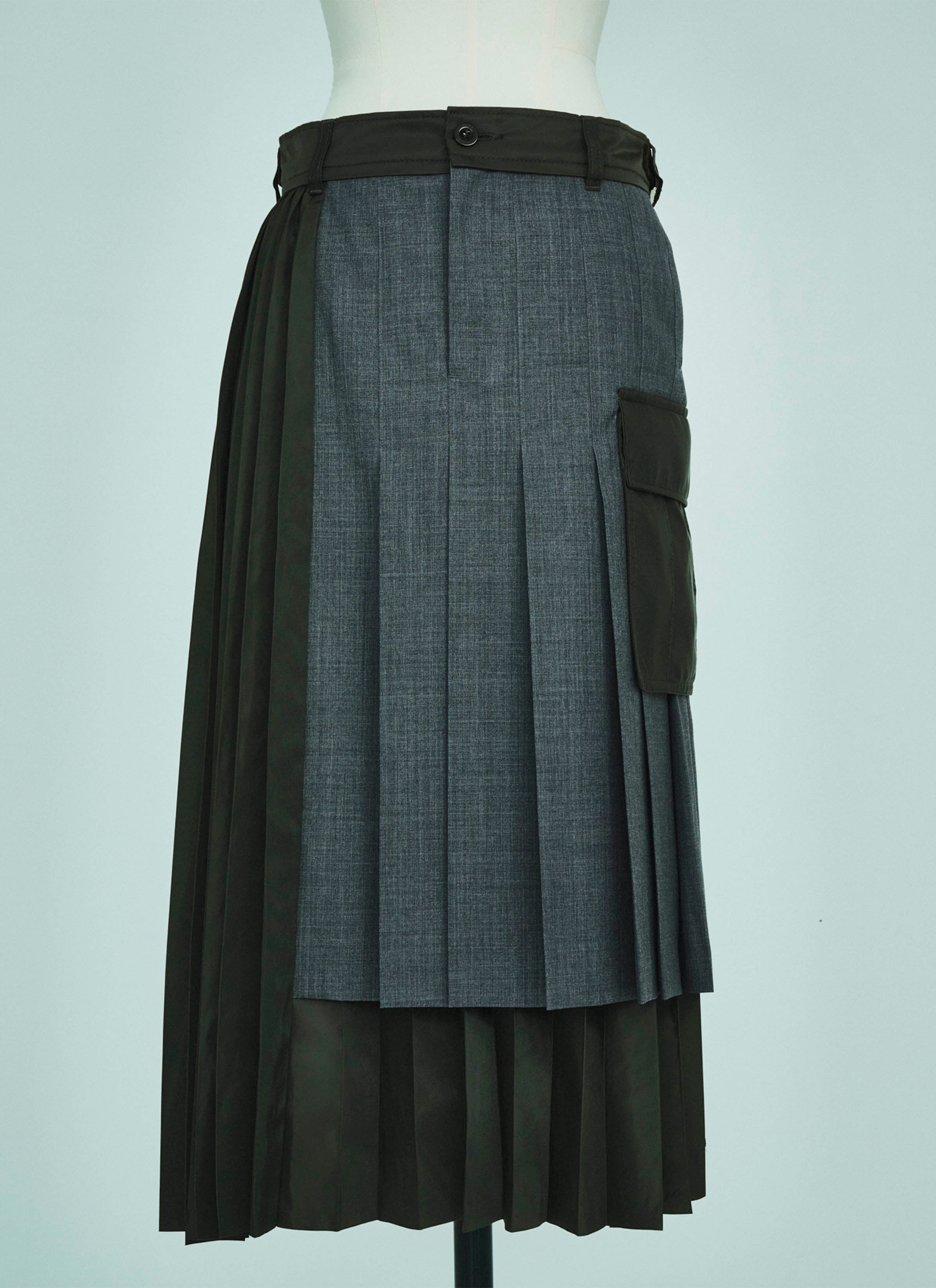 Suiting x Nylon Twill Skirt