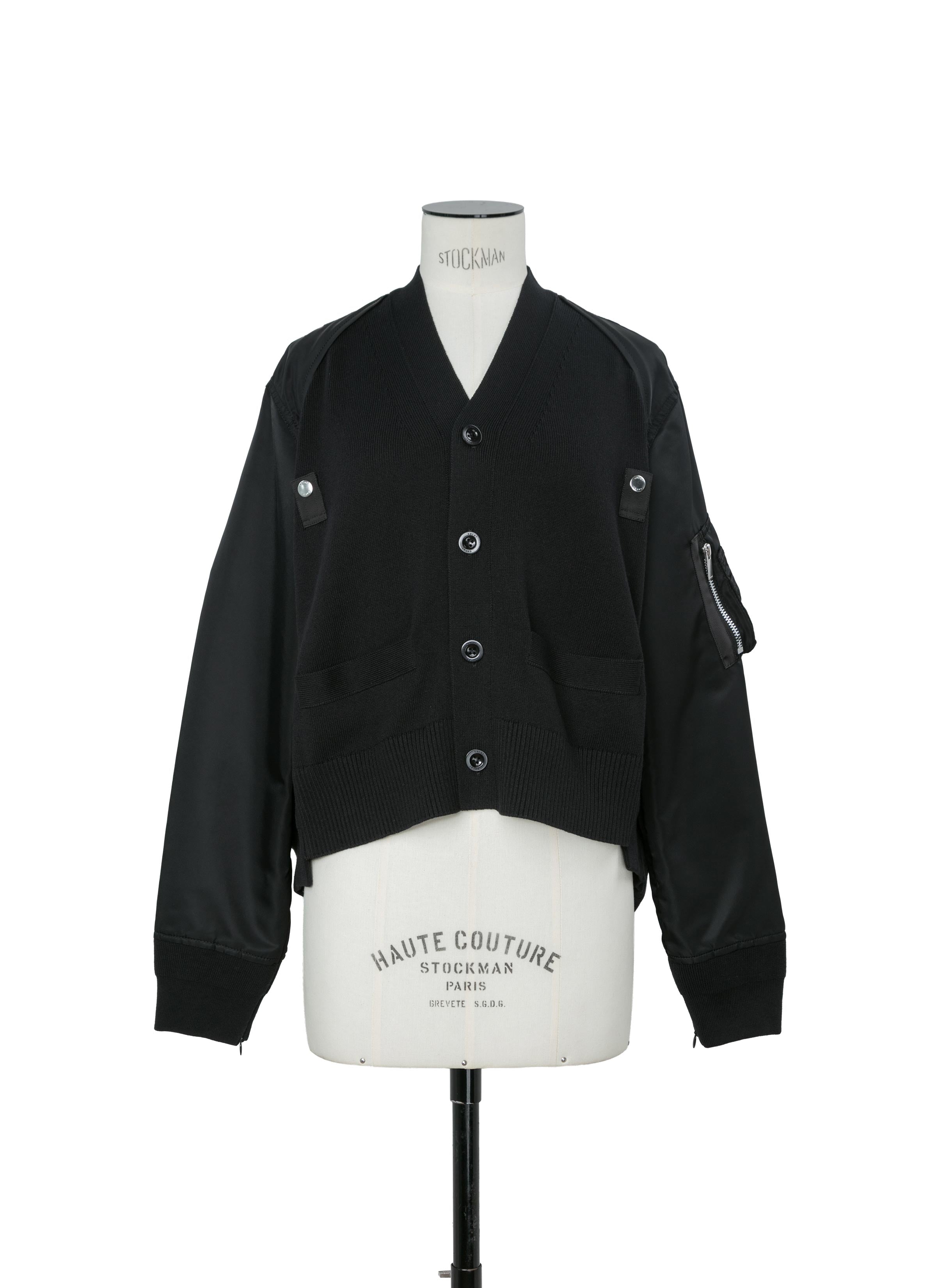 Nylon Twill x Cotton Knit Cardigan