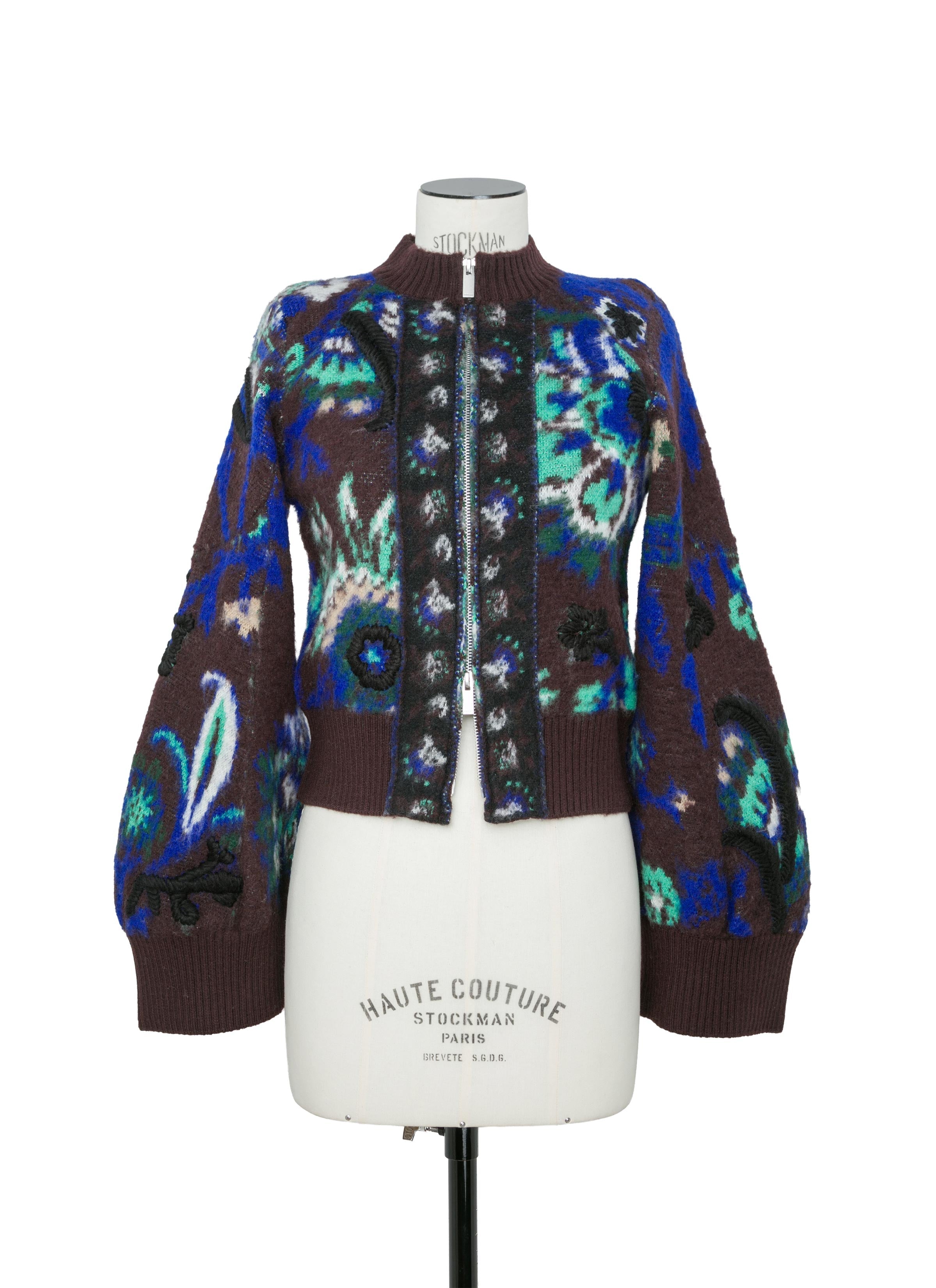 Floral Jacquard Knit Blouson