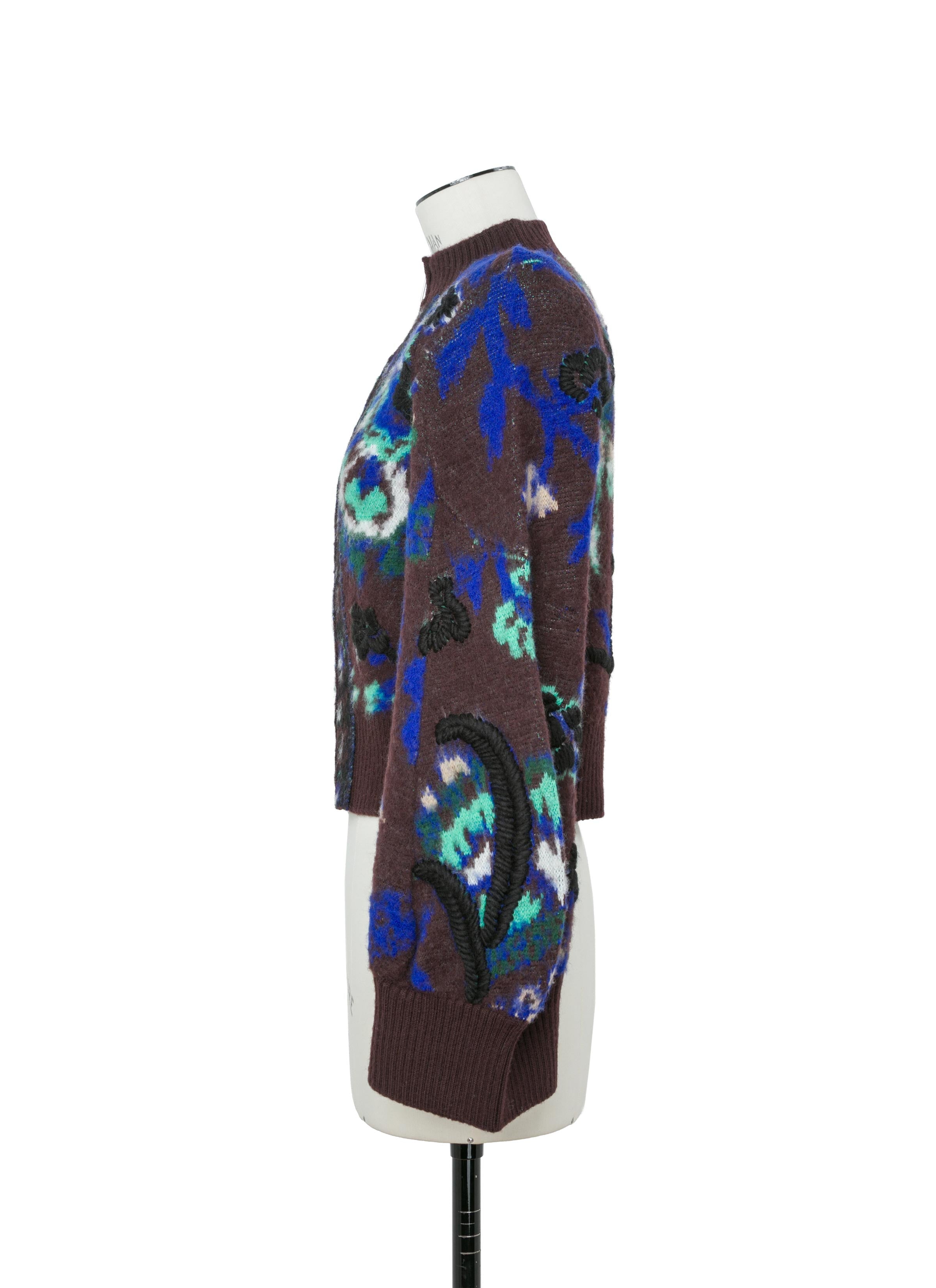 Floral Jacquard Knit Blouson