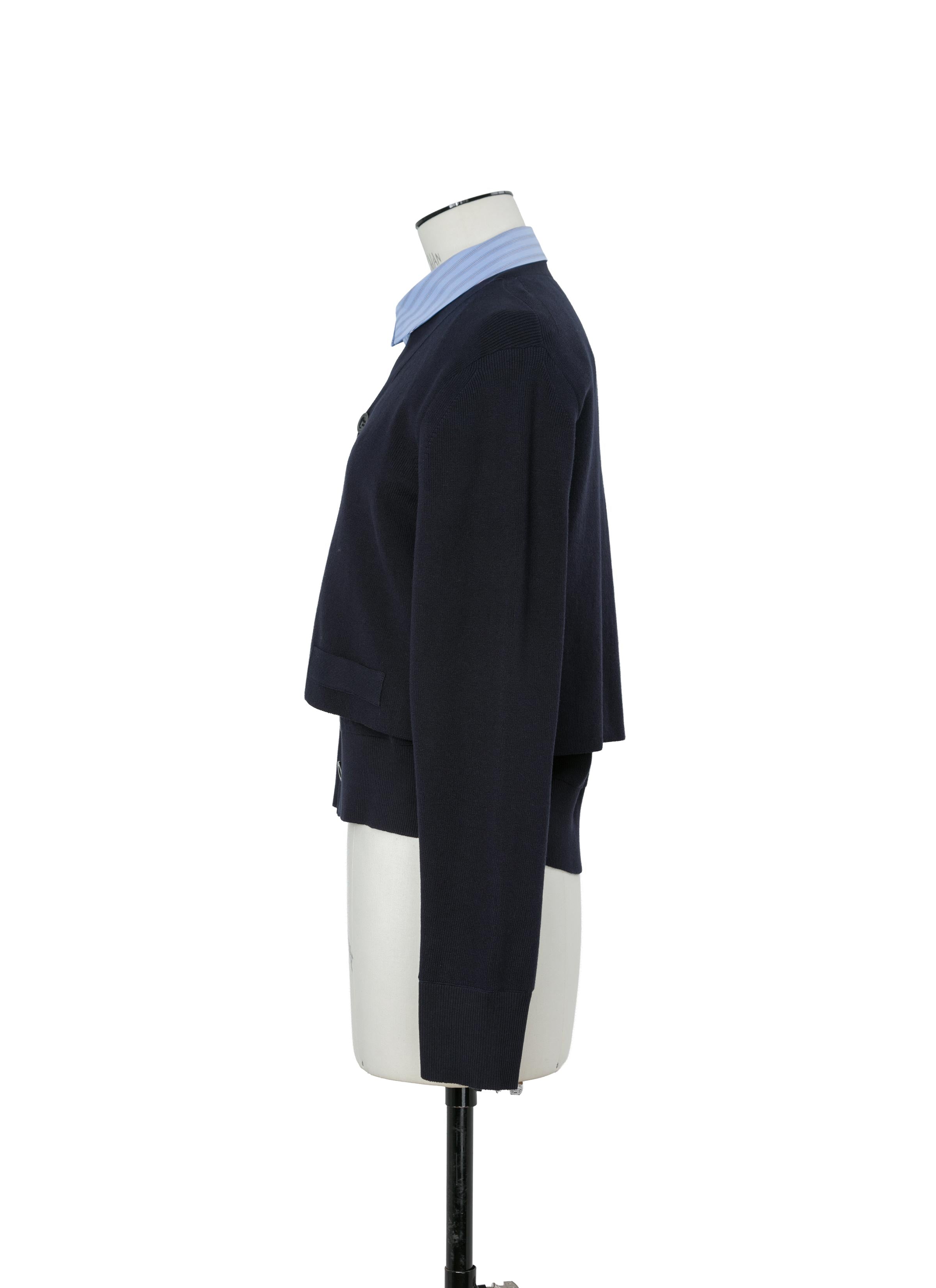 Poplin x Cotton Knit Cardigan