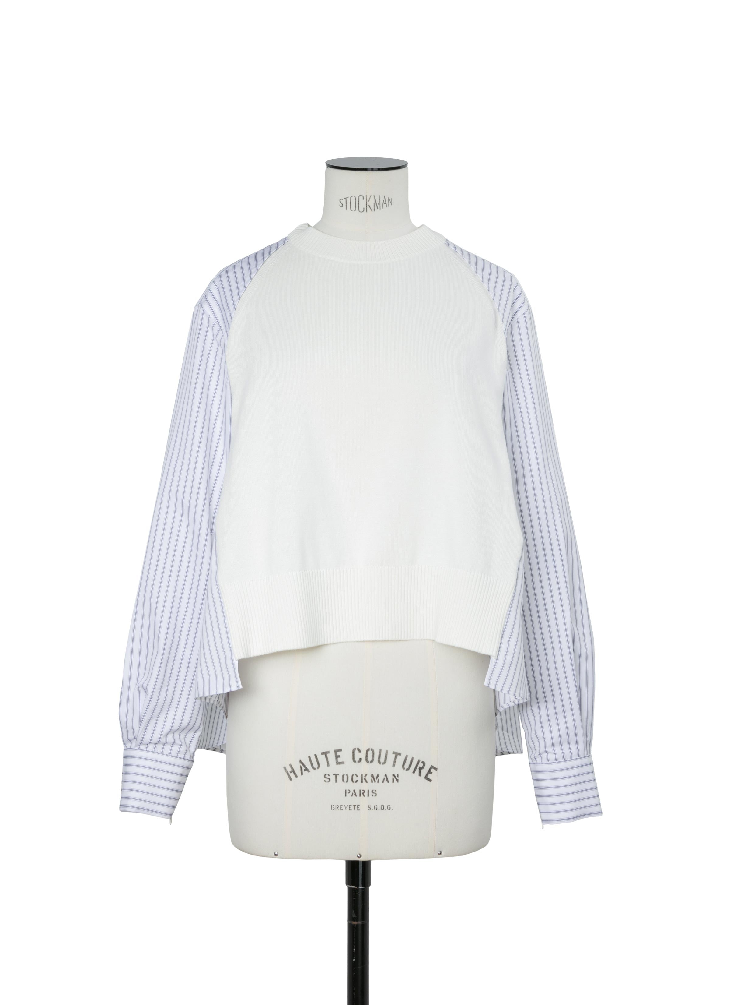 トップス sacai 26SS Poplin x Cotton Knit 2 Poplin x Cotton Knit Pullover | sacai Official Store サカイ