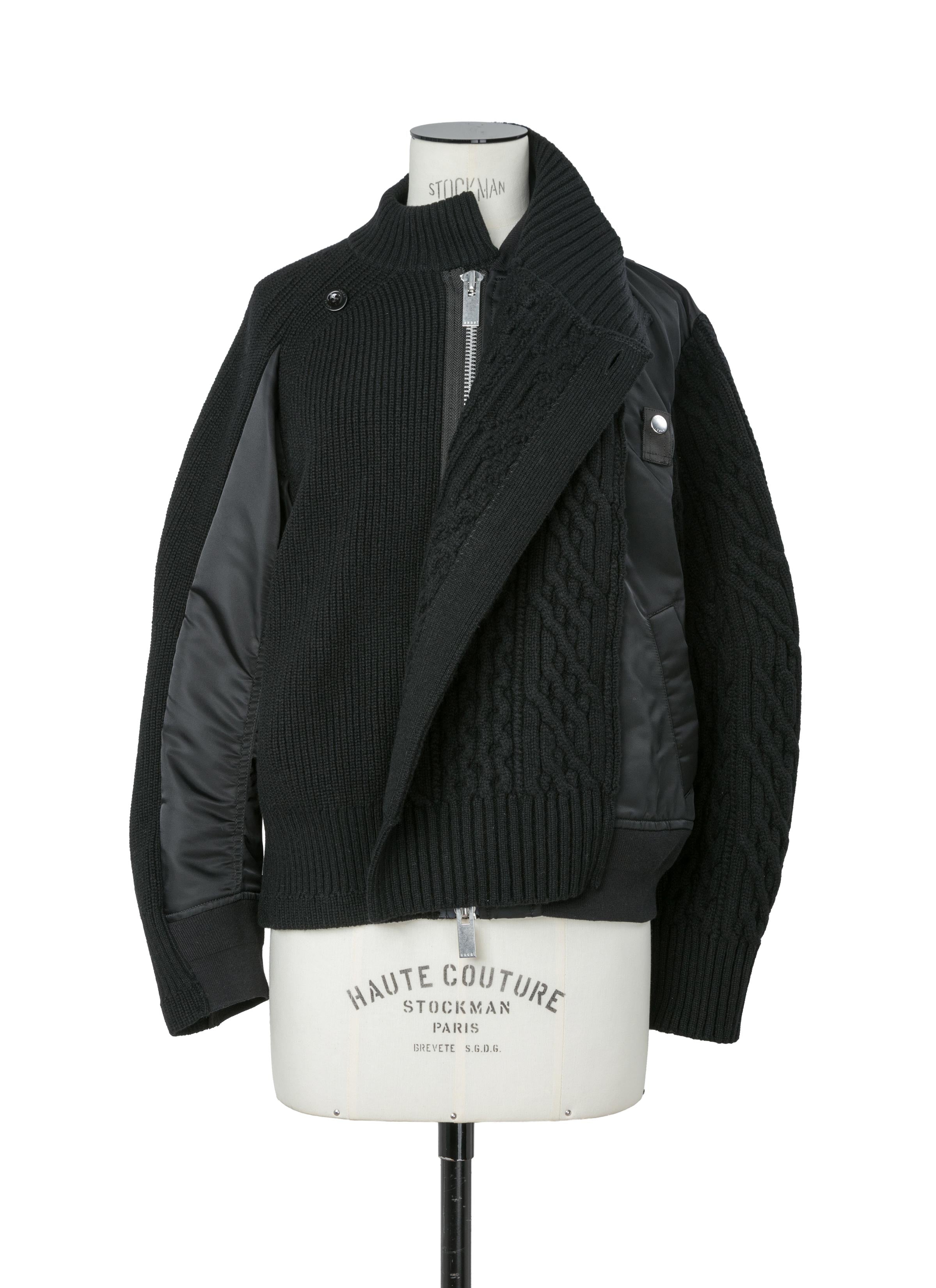 Nylon Twill x Wool Knit Blouson