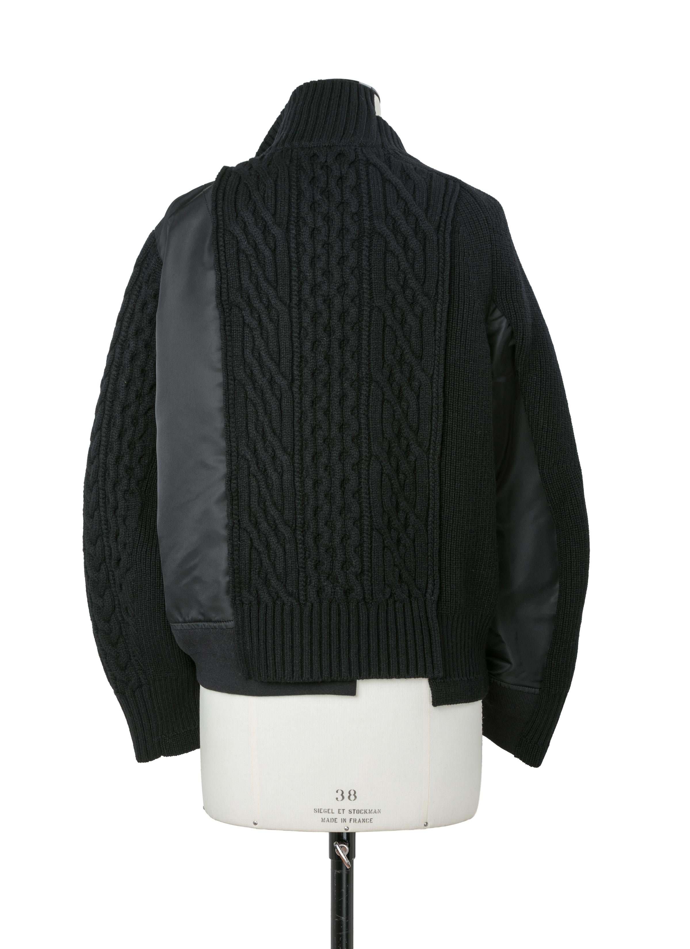 Nylon Twill x Wool Knit Blouson