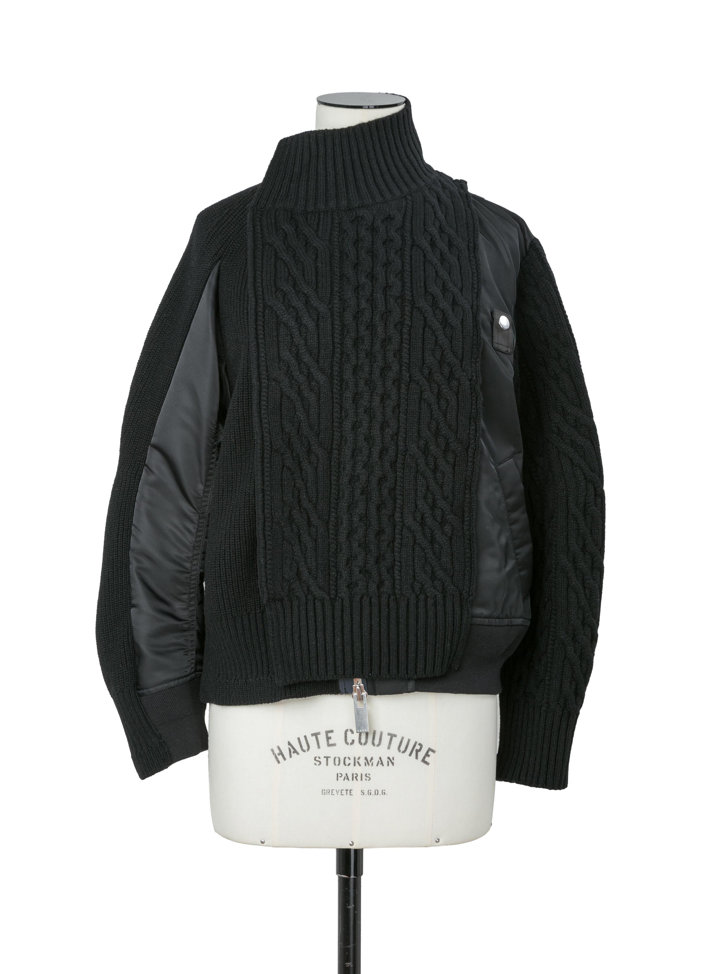 Nylon Twill x Wool Knit Blouson