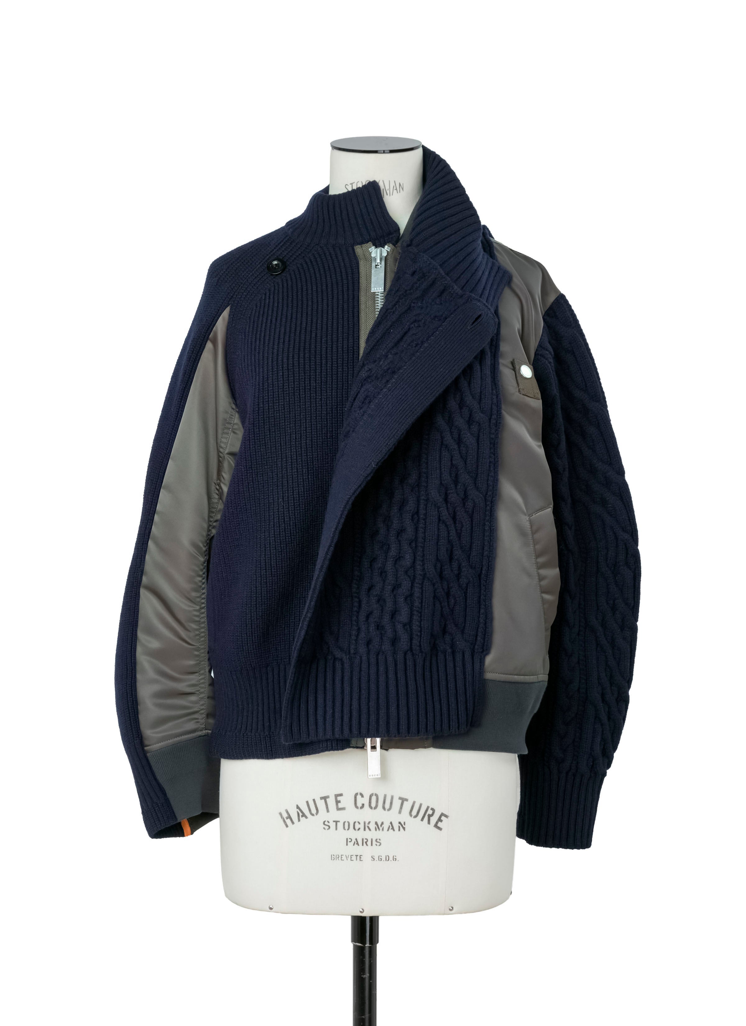 Nylon Twill x Wool Knit Blouson