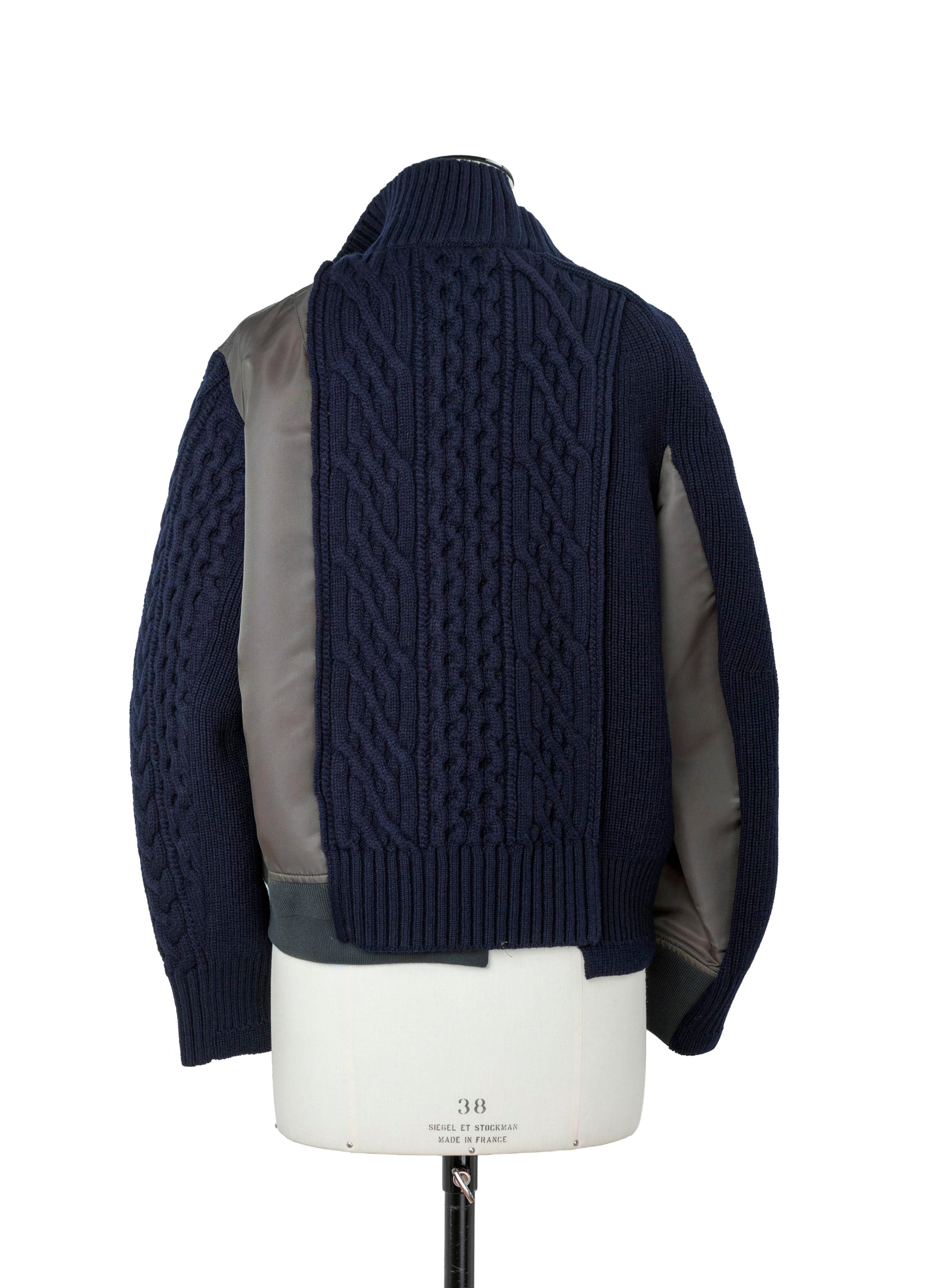 Nylon Twill x Wool Knit Blouson