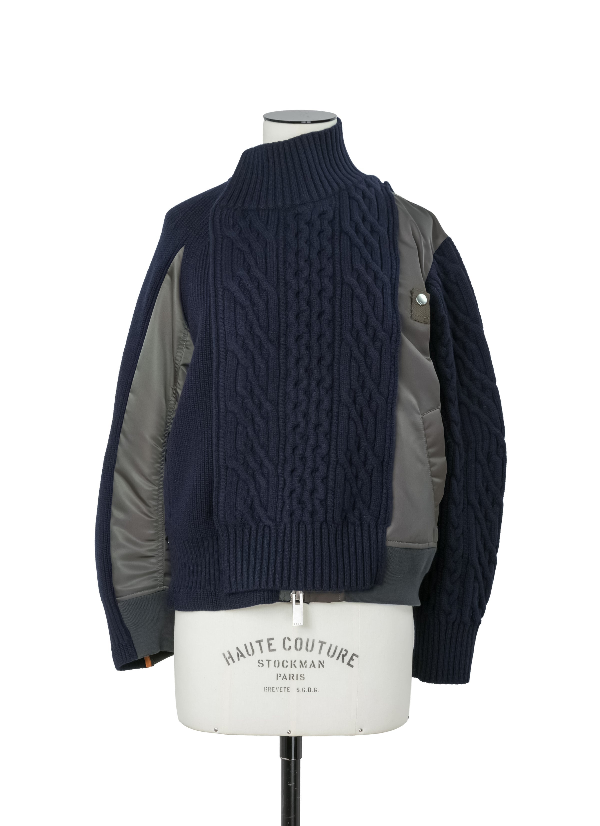 Nylon Twill x Wool Knit Blouson