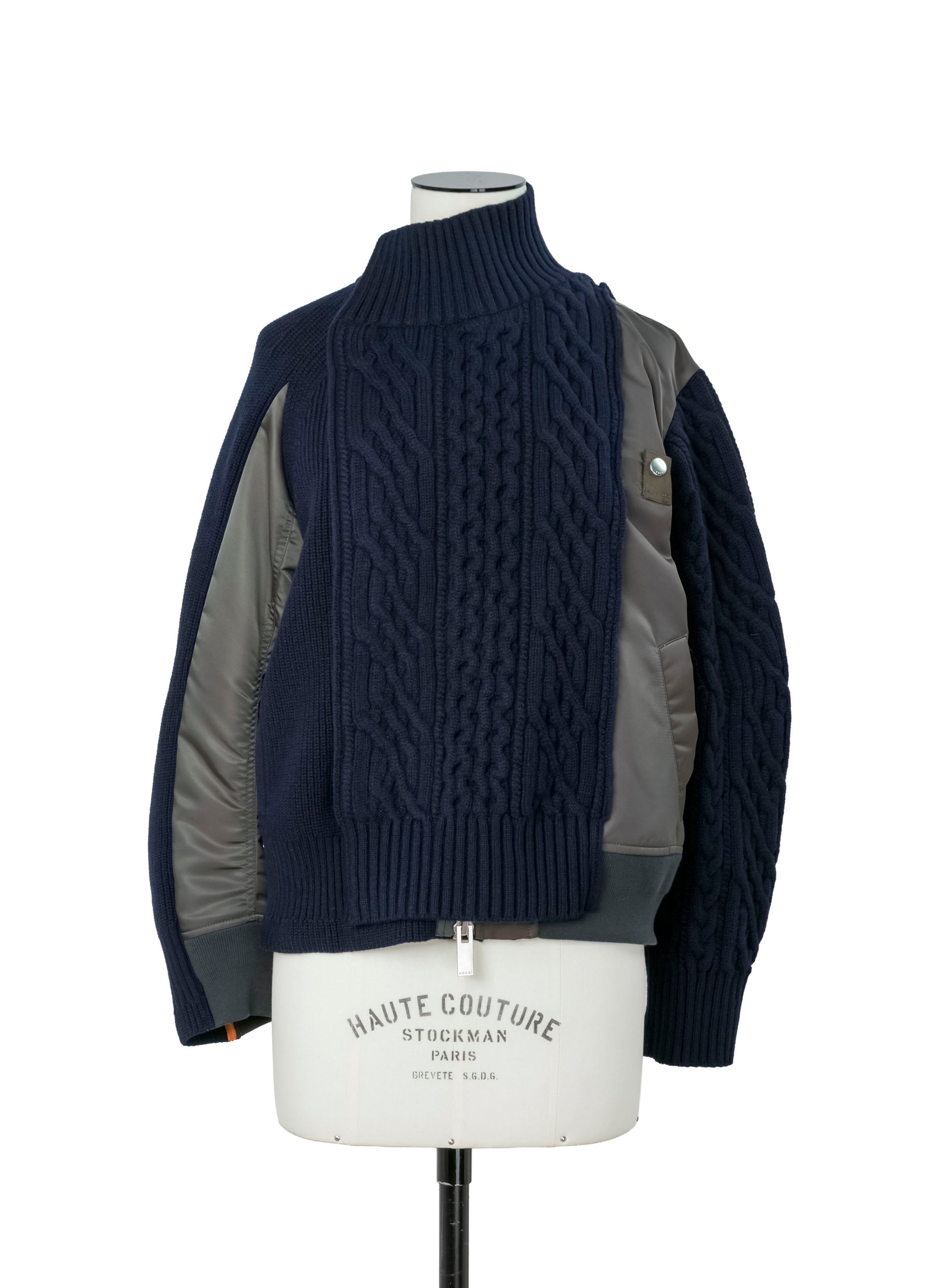 Nylon Twill x Wool Knit Blouson