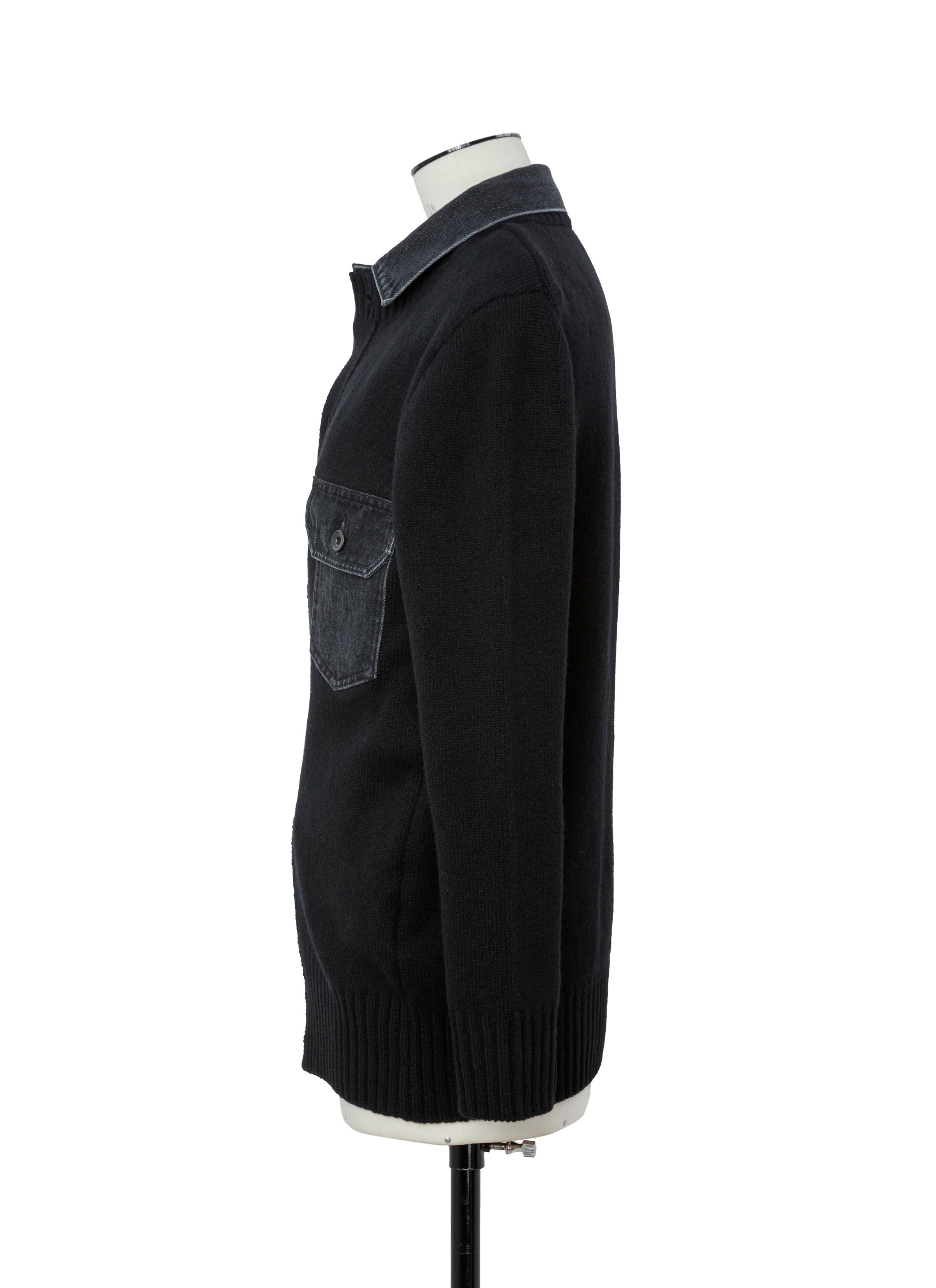 Denim x Wool Knit Cardigan