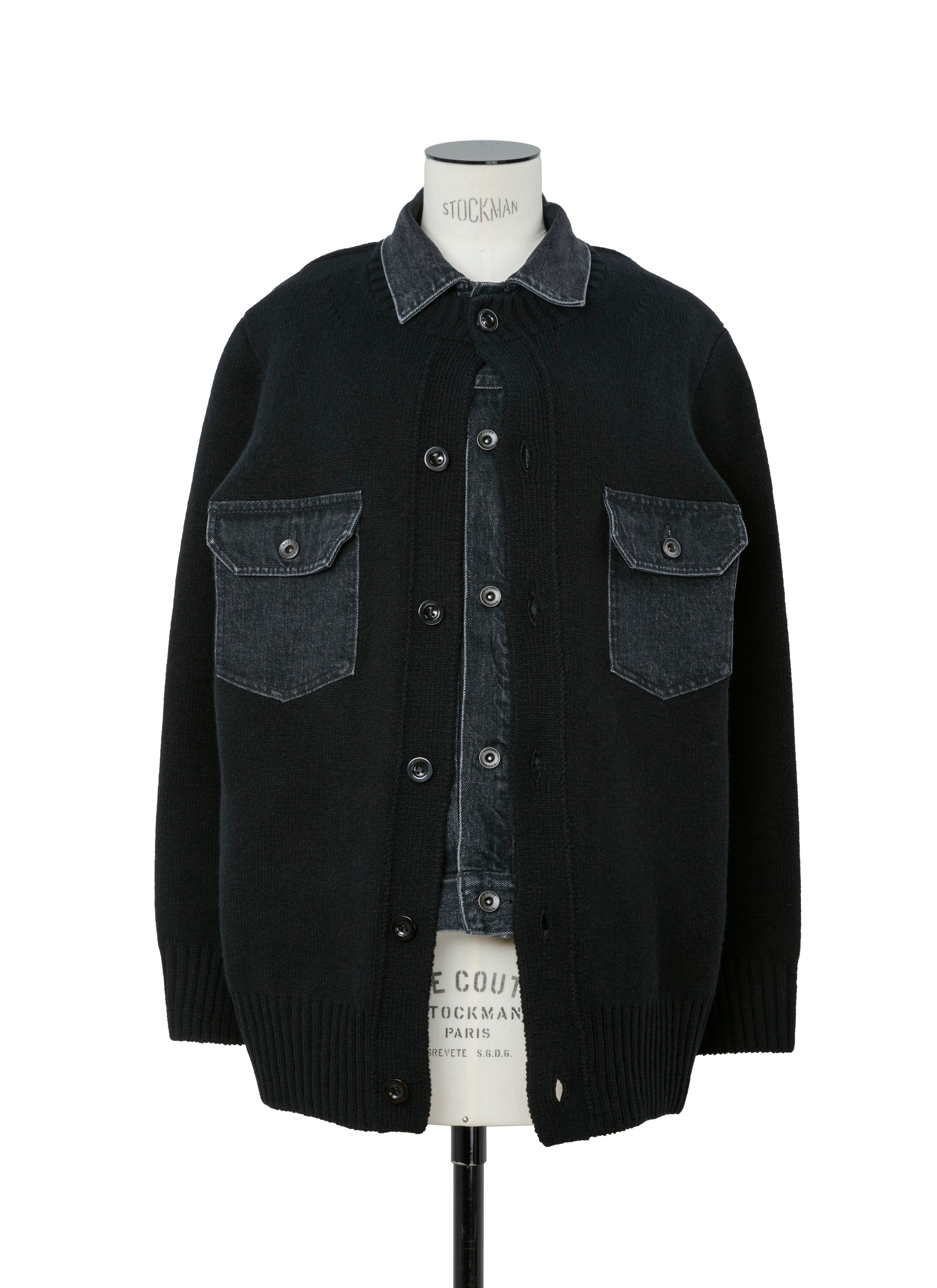 Denim x Wool Knit Cardigan