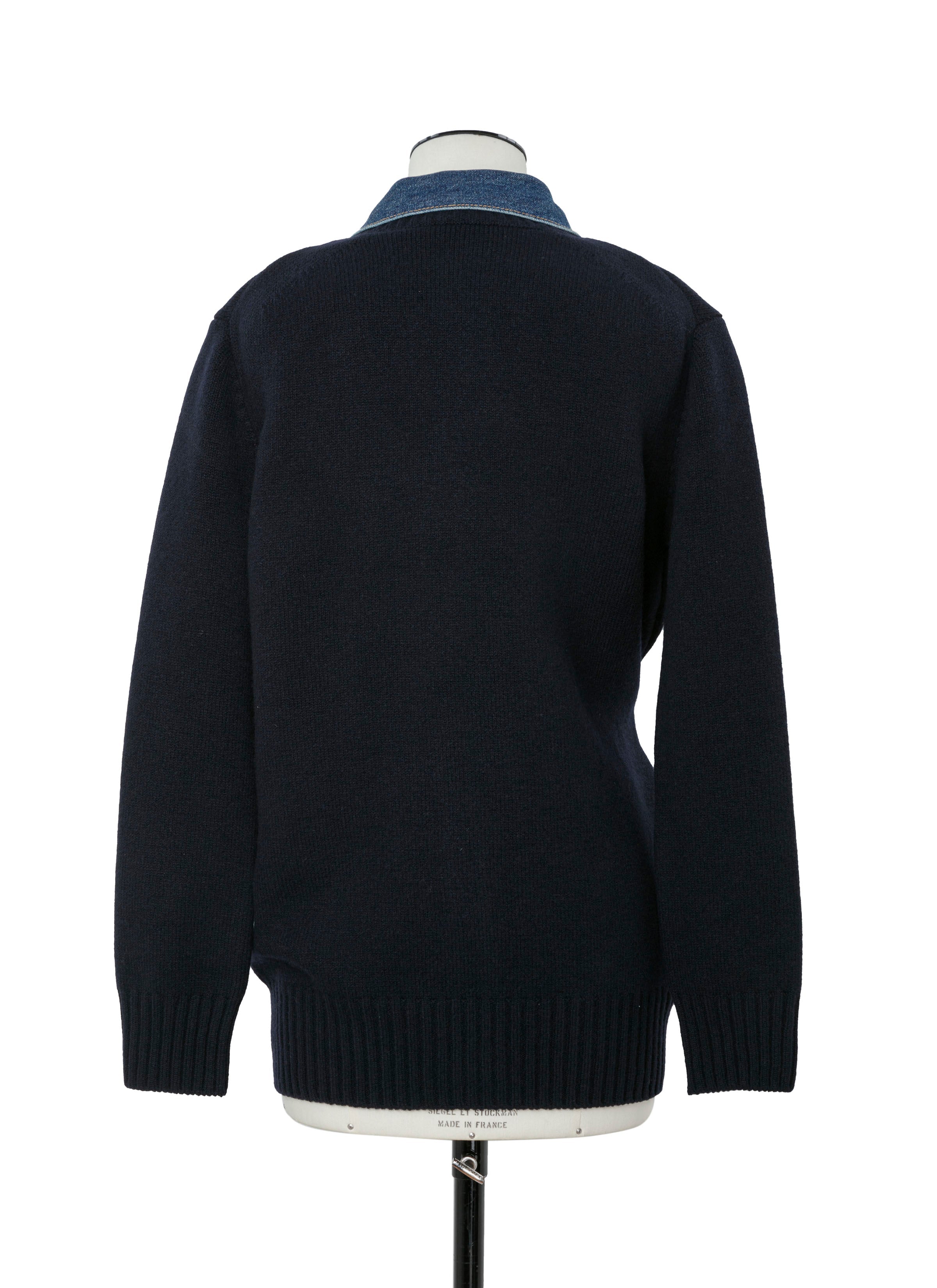 Denim x Wool Knit Cardigan