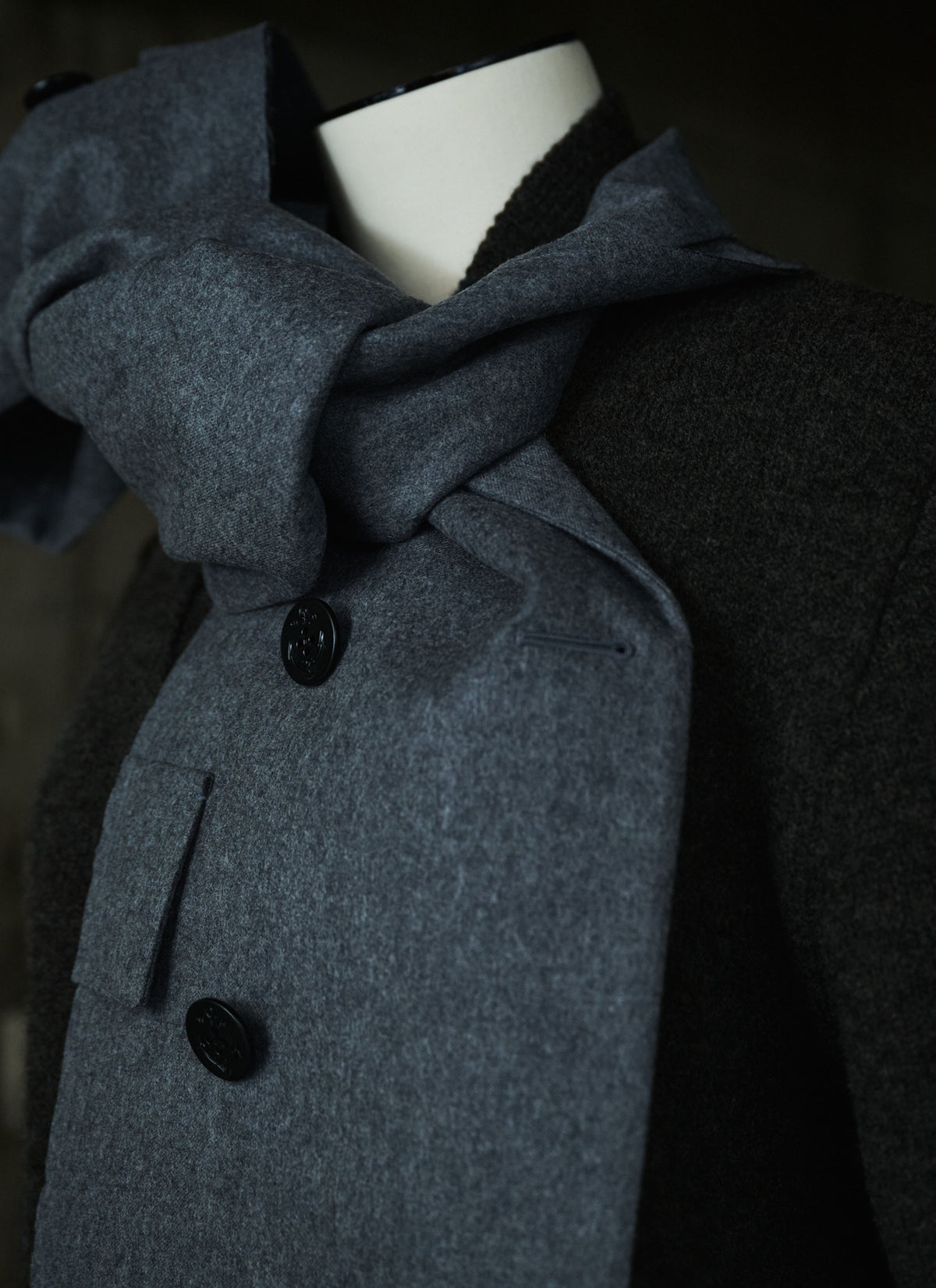 Wool Flannel x Wool Knit Cardigan