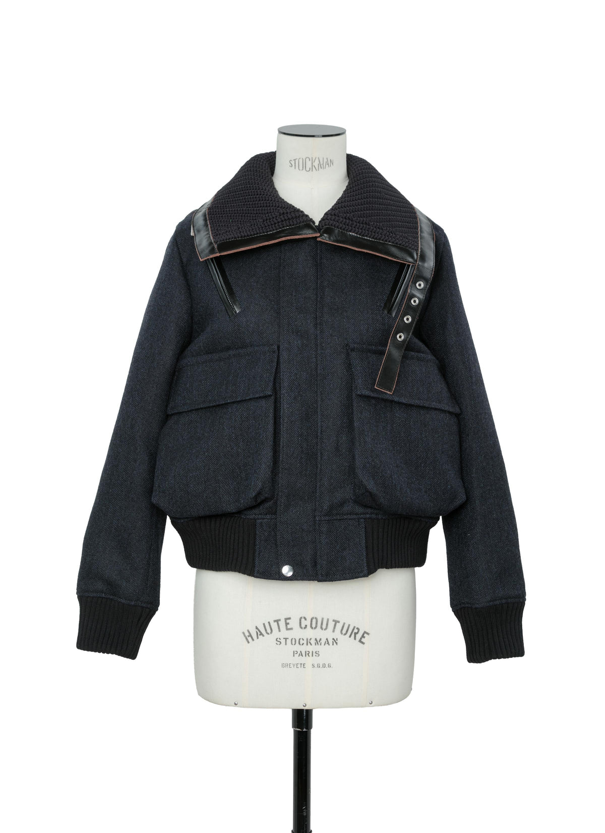 Double-Faced Herringbone Puffer Blouson