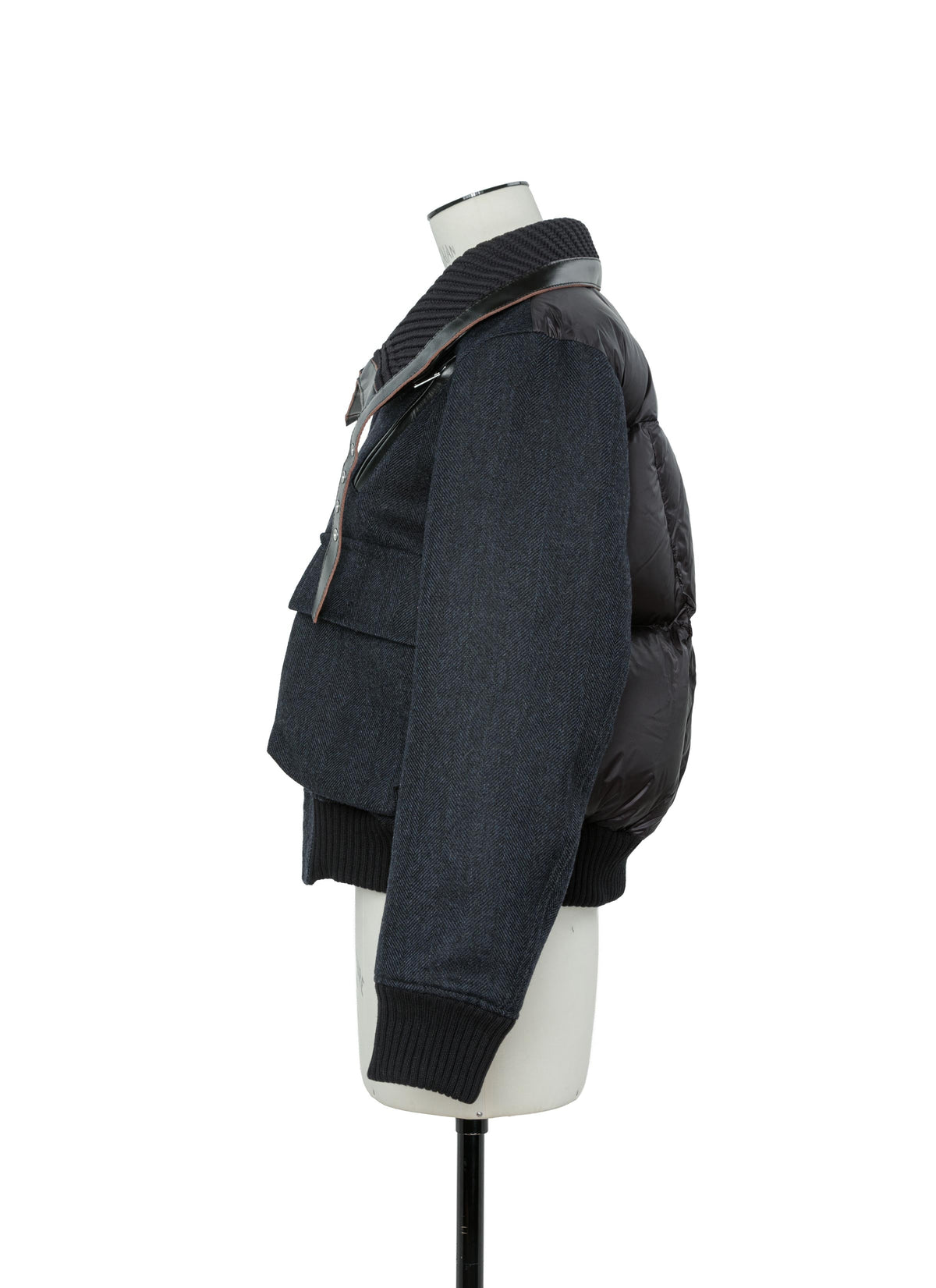 Double-Faced Herringbone Puffer Blouson