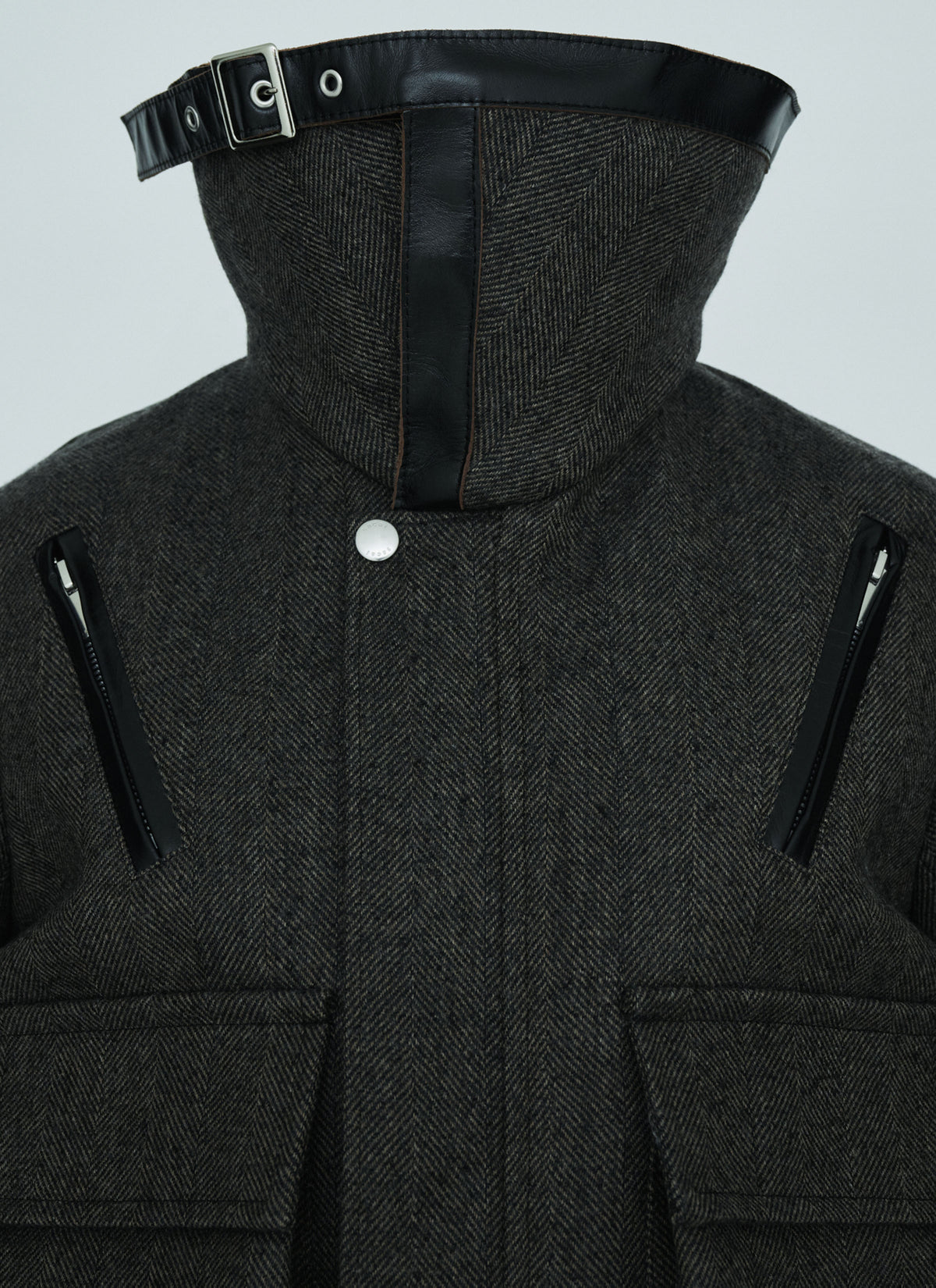 Double-Faced Herringbone Puffer Blouson