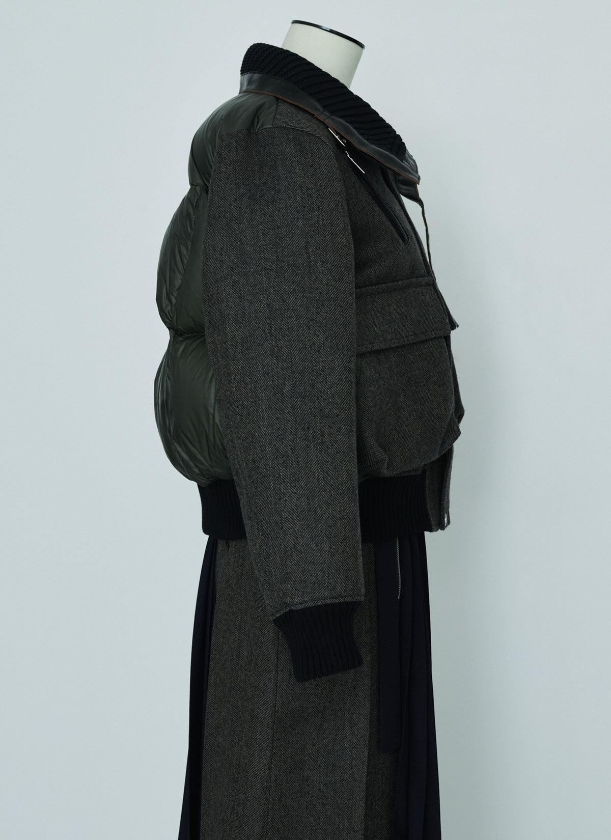 Double-Faced Herringbone x Suiting Skirt