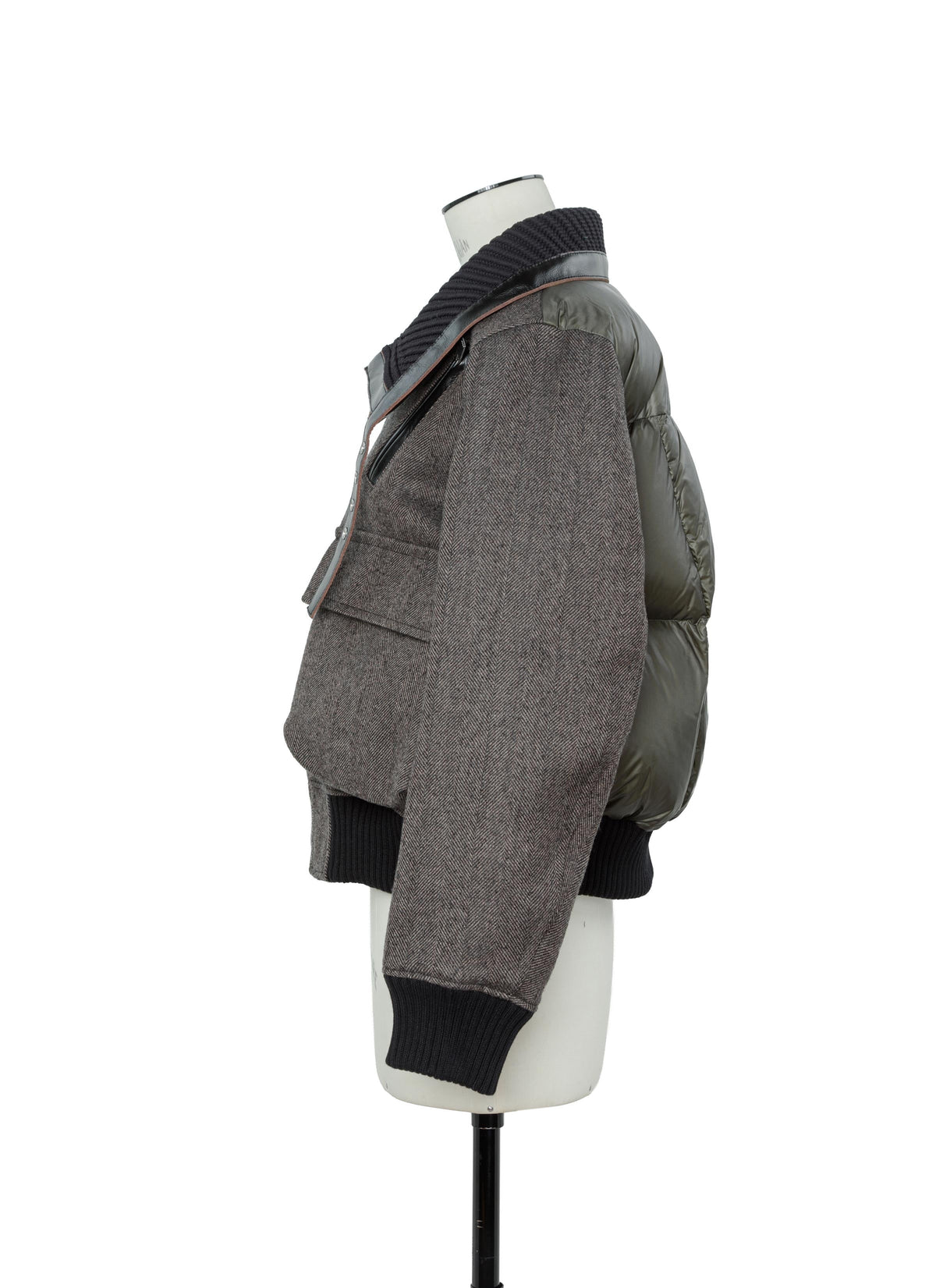 Double-Faced Herringbone Puffer Blouson