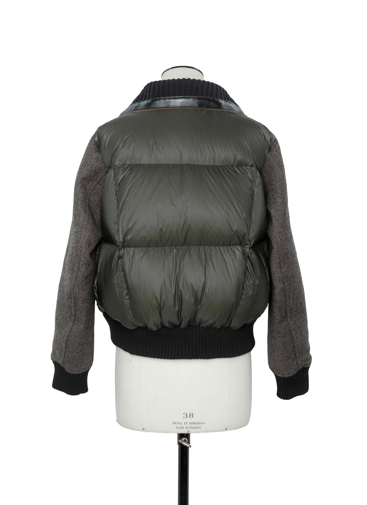Double-Faced Herringbone Puffer Blouson